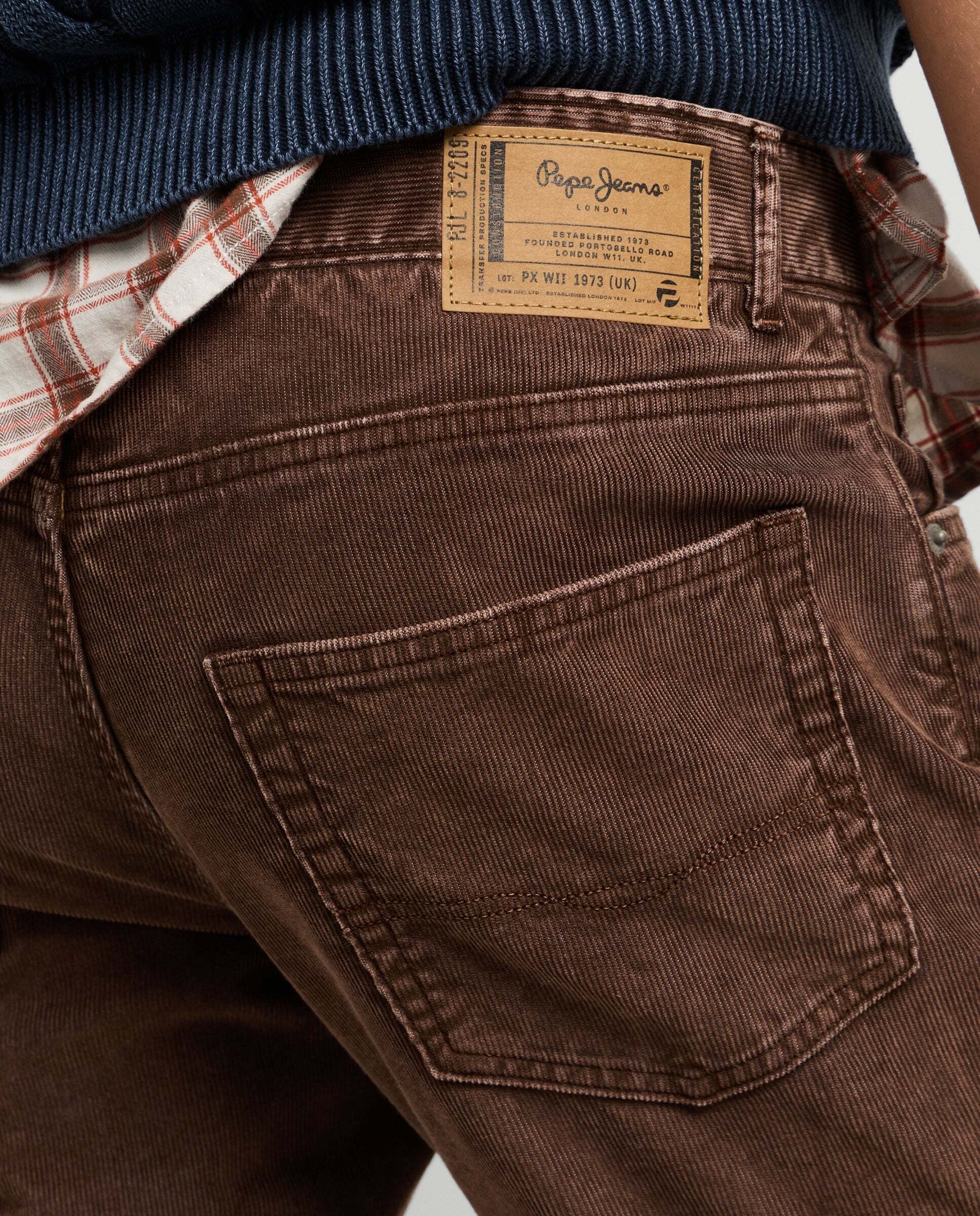 Cash - Pepe Jeans - pantalón 5 bolsillos pana fit regular - Marrón Marrón-4