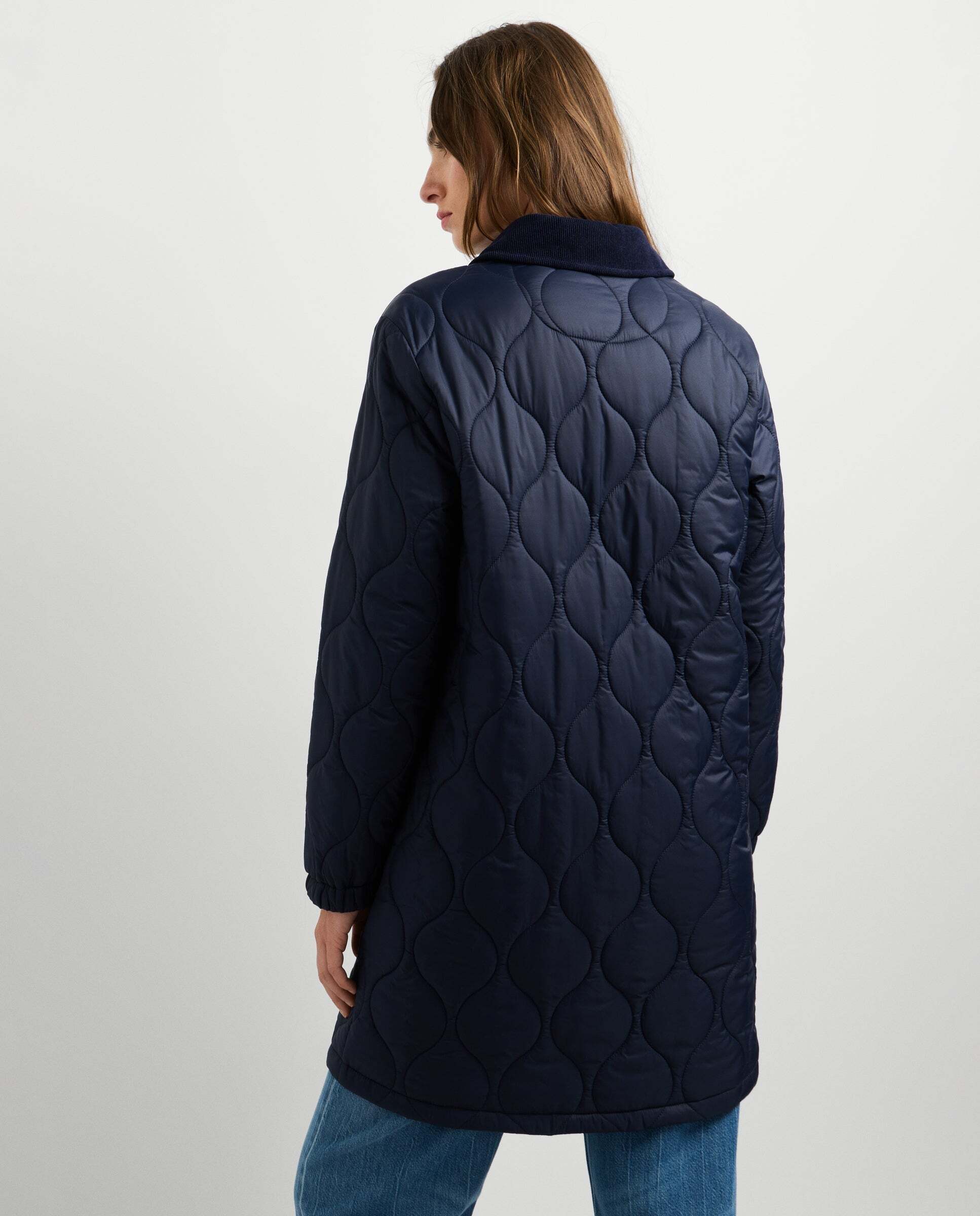 Imagen 3 de Chaqueta de mujer larga guateada con cuello pana - Pepe Jeans - Azul oscuro Azul oscuro