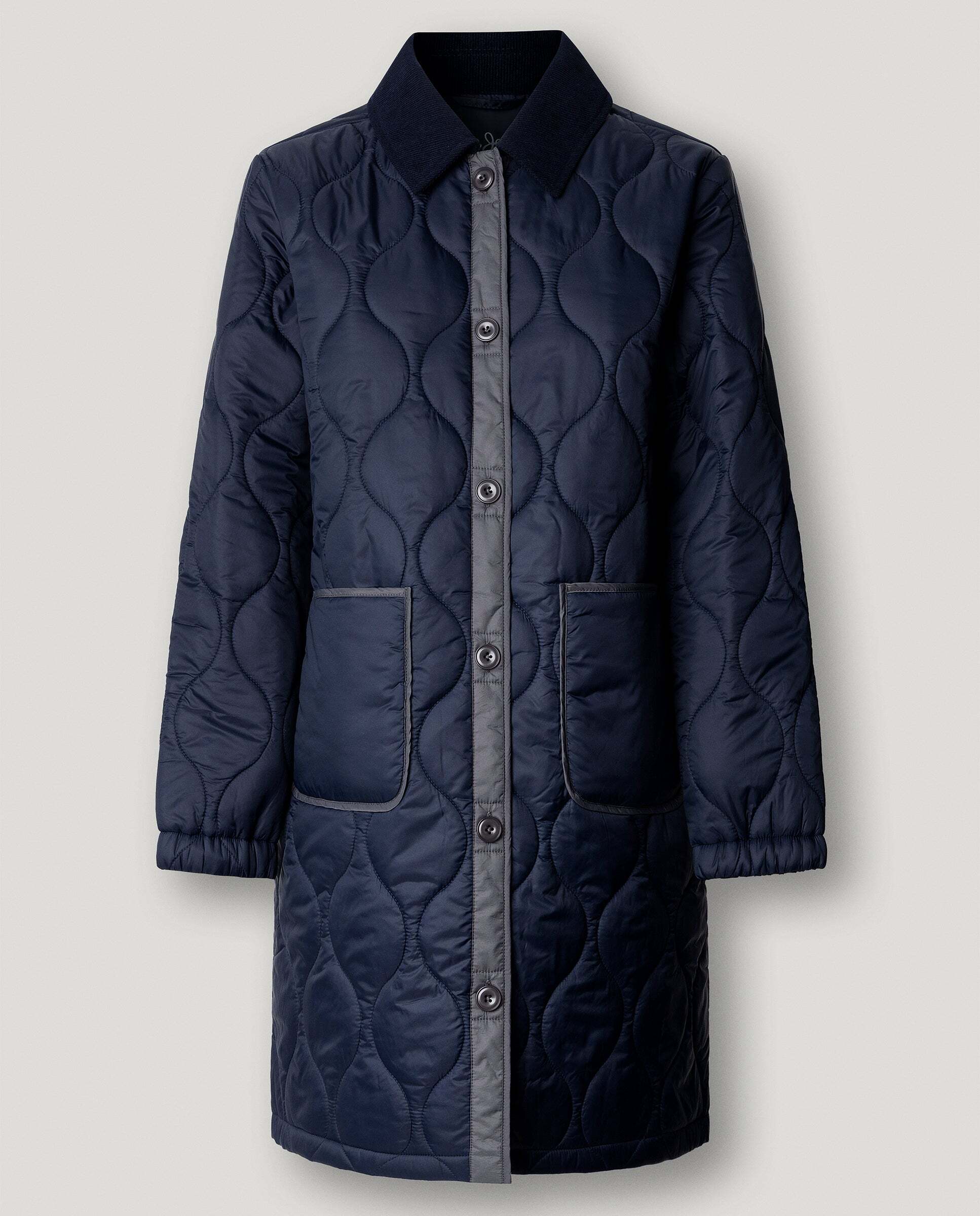 Imagen 6 de Chaqueta de mujer larga guateada con cuello pana - Pepe Jeans - Azul oscuro Azul oscuro