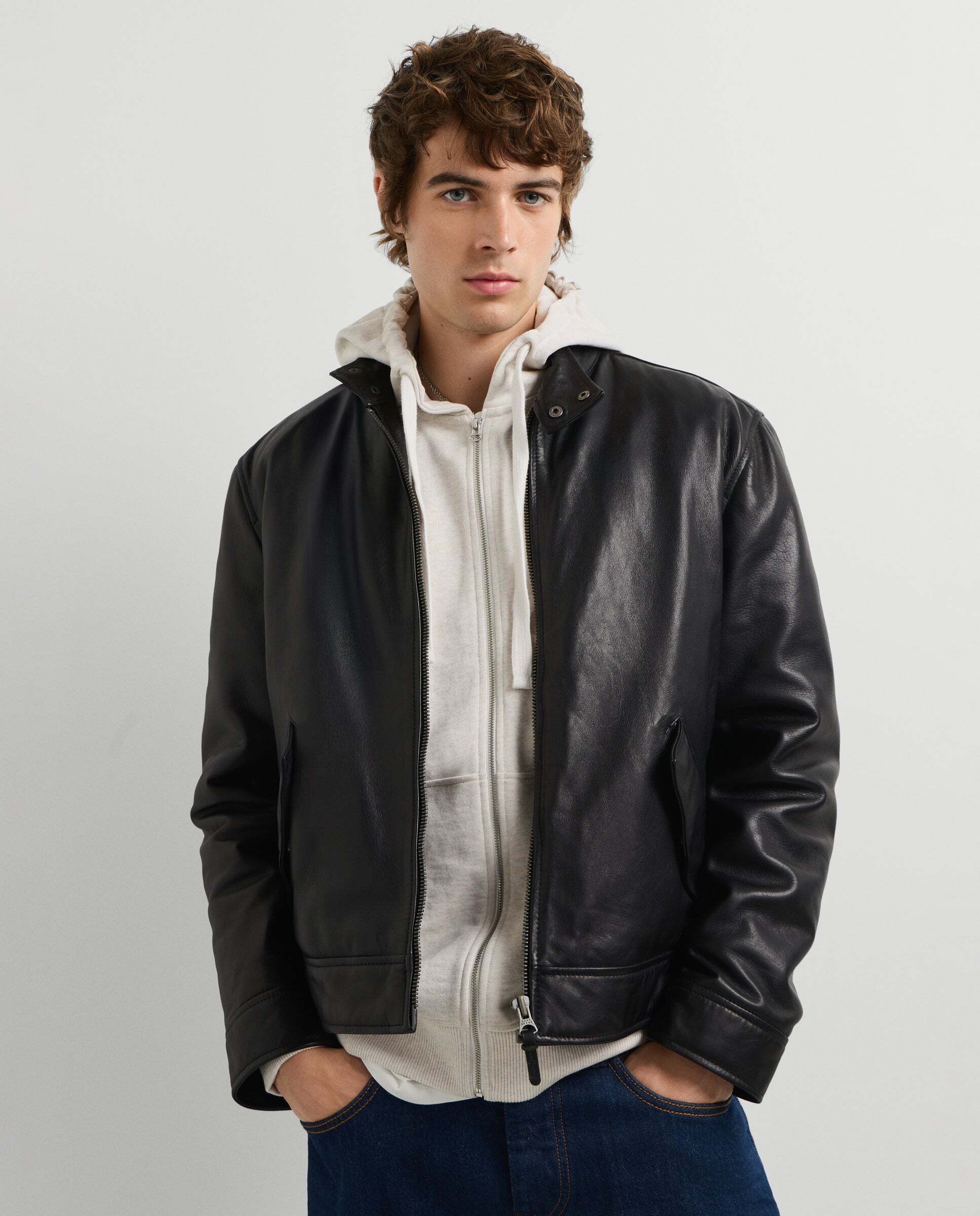 Cazadora de hombre piel fit regular - Pepe Jeans - Negro Negro-1