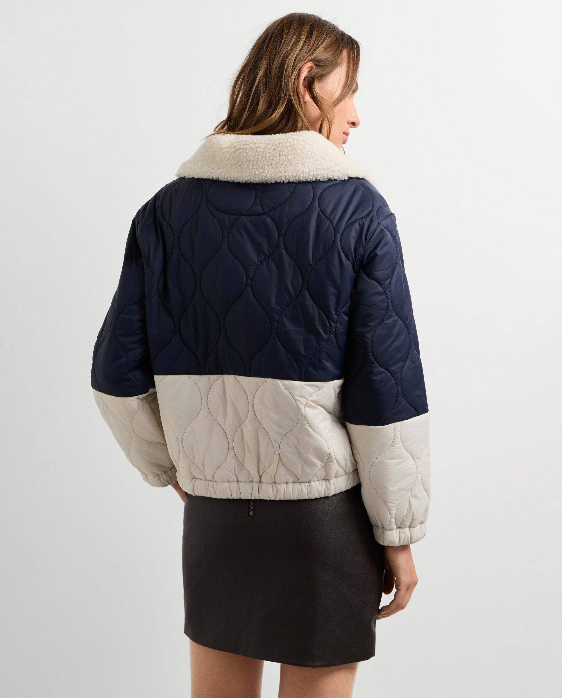 Chaqueta de mujer guateada color block - Pepe Jeans - Azul oscuro Azul oscuro-3