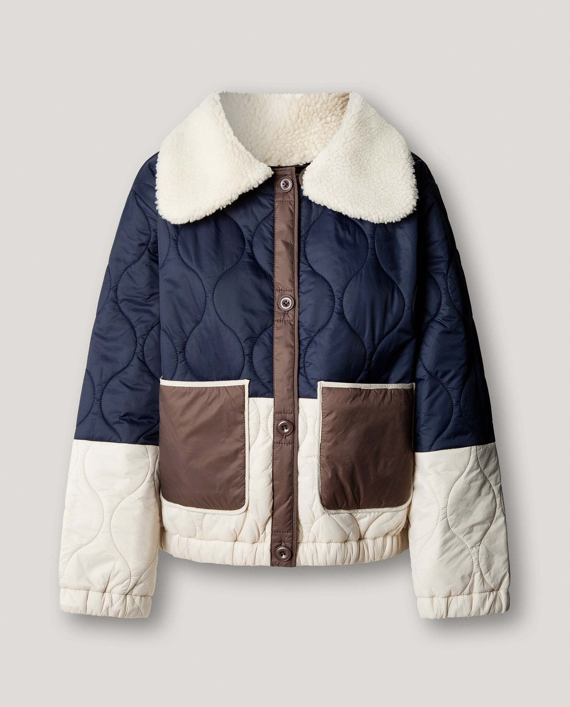 Chaqueta de mujer guateada color block - Pepe Jeans - Azul oscuro Azul oscuro-6