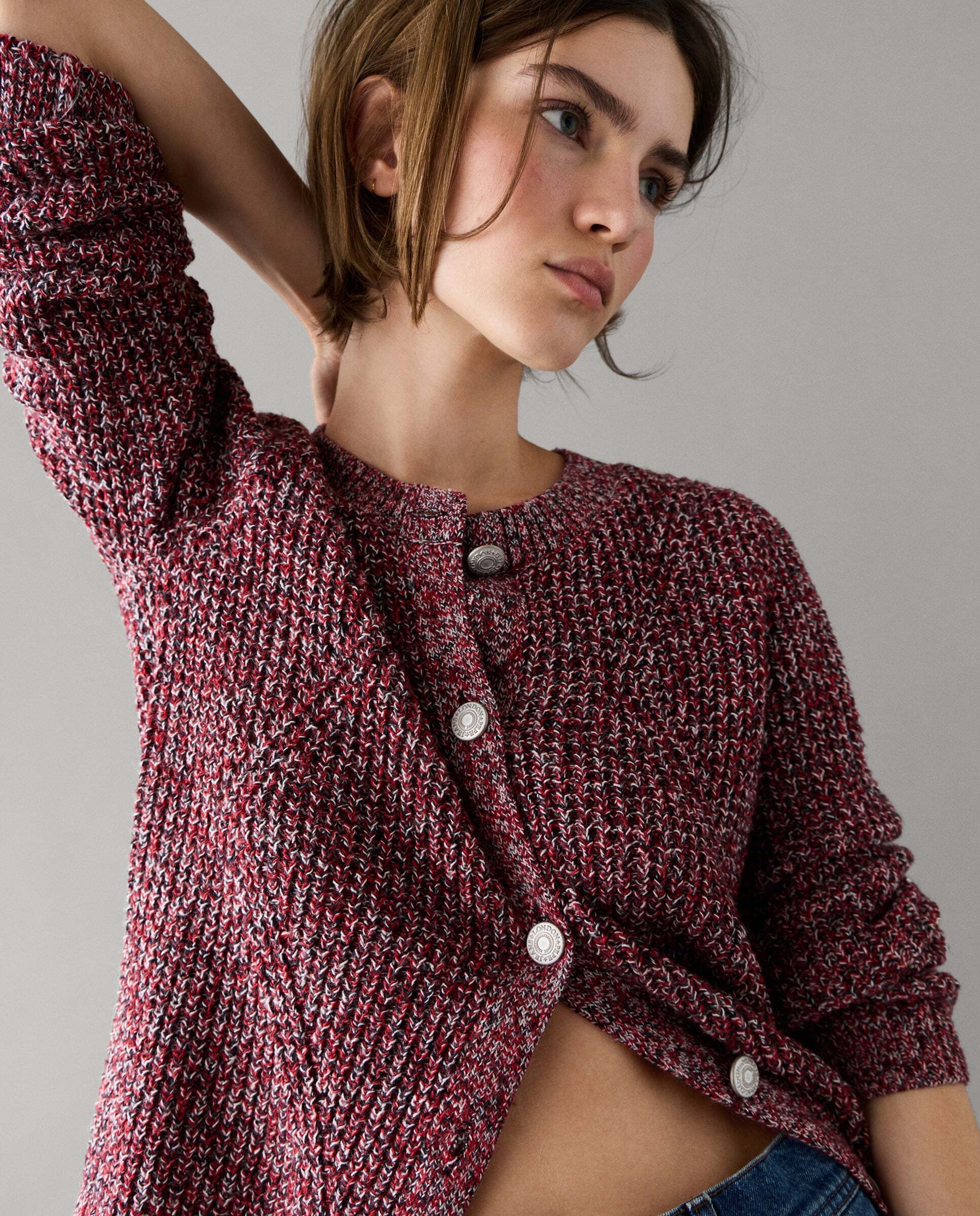 Cárdigan de mujer mouline cierre abotonado - Pepe Jeans - Rojo Rojo-1