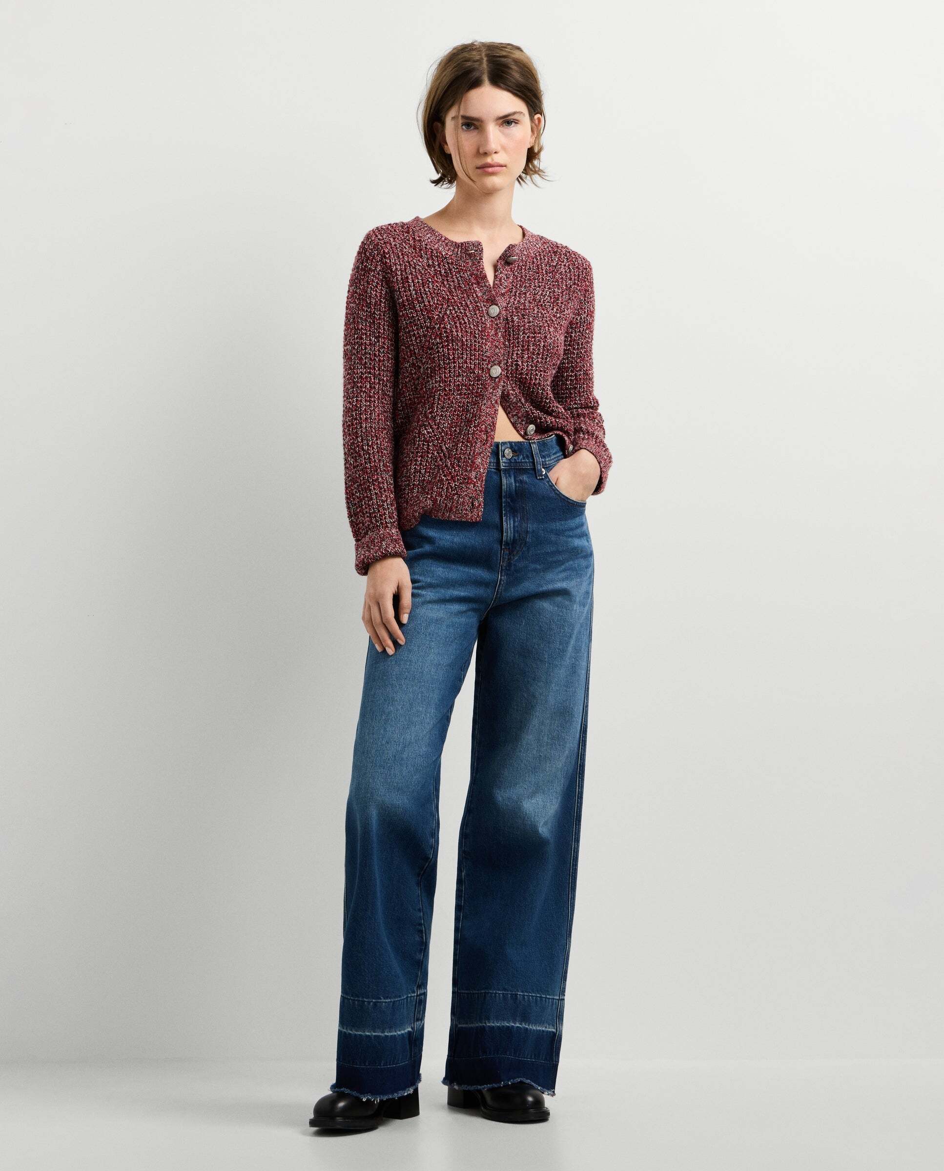 Cárdigan de mujer mouline cierre abotonado - Pepe Jeans - Rojo Rojo-2