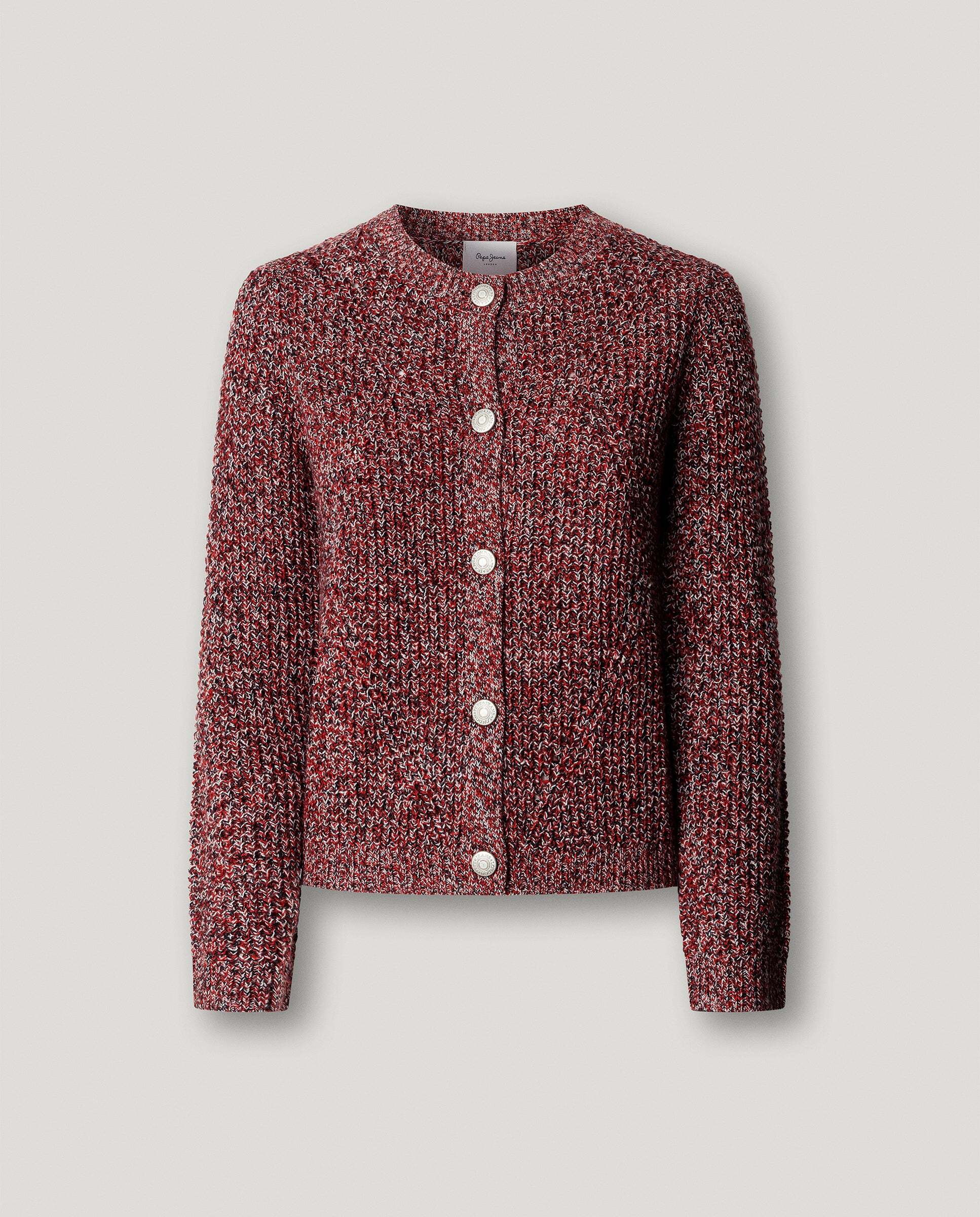 Cárdigan de mujer mouline cierre abotonado - Pepe Jeans - Rojo Rojo-6