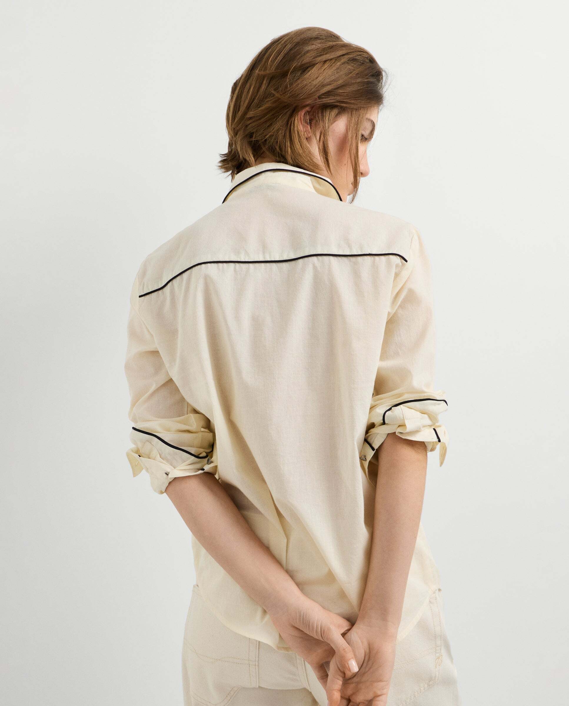 Camisa de mujer con ribetes bordada - Pepe Jeans - Blanco roto Blanco roto-3