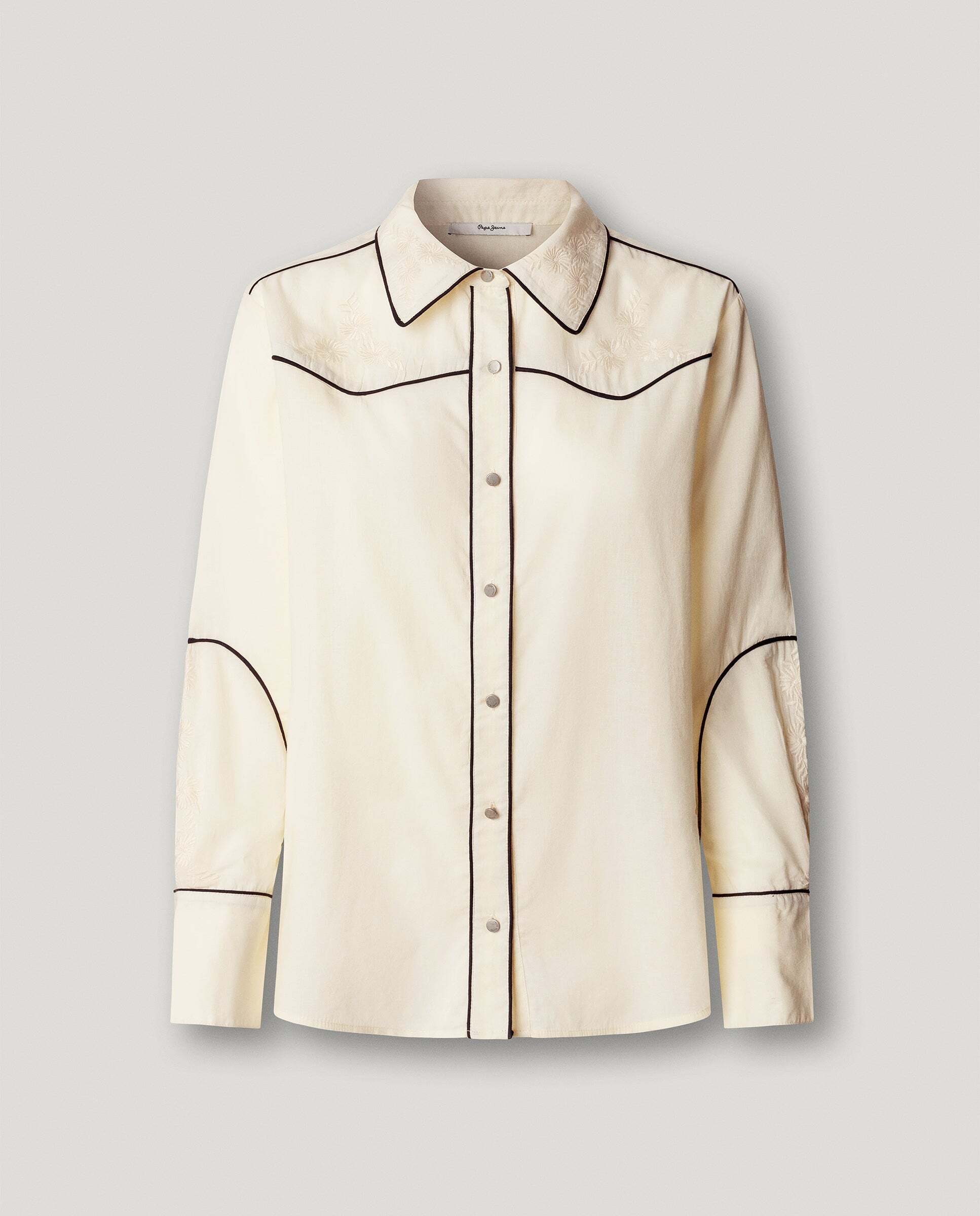 Camisa de mujer con ribetes bordada - Pepe Jeans - Blanco roto Blanco roto-6