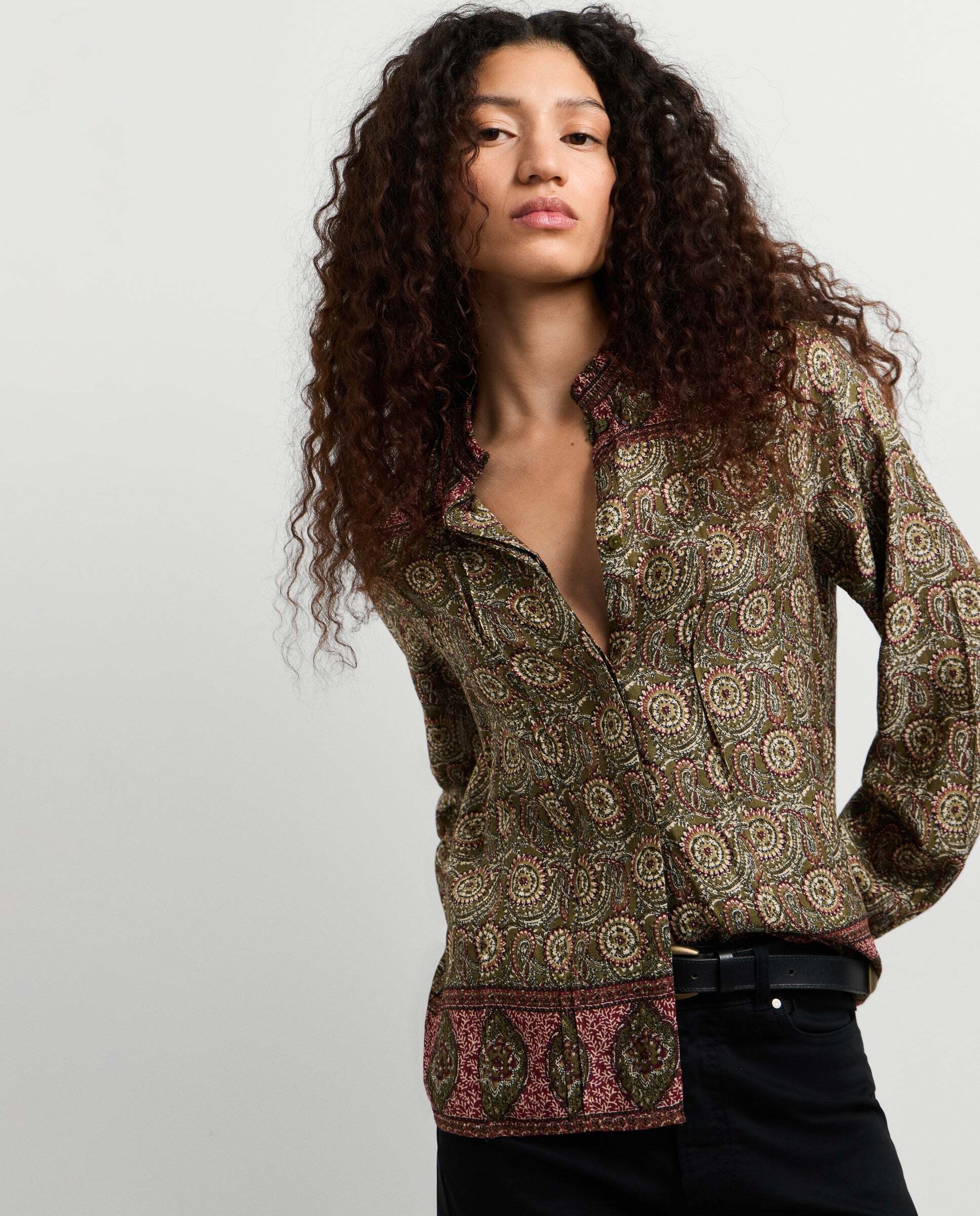 Blusa de mujer fluida estampado ornamental - Pepe Jeans - Verde Verde-1