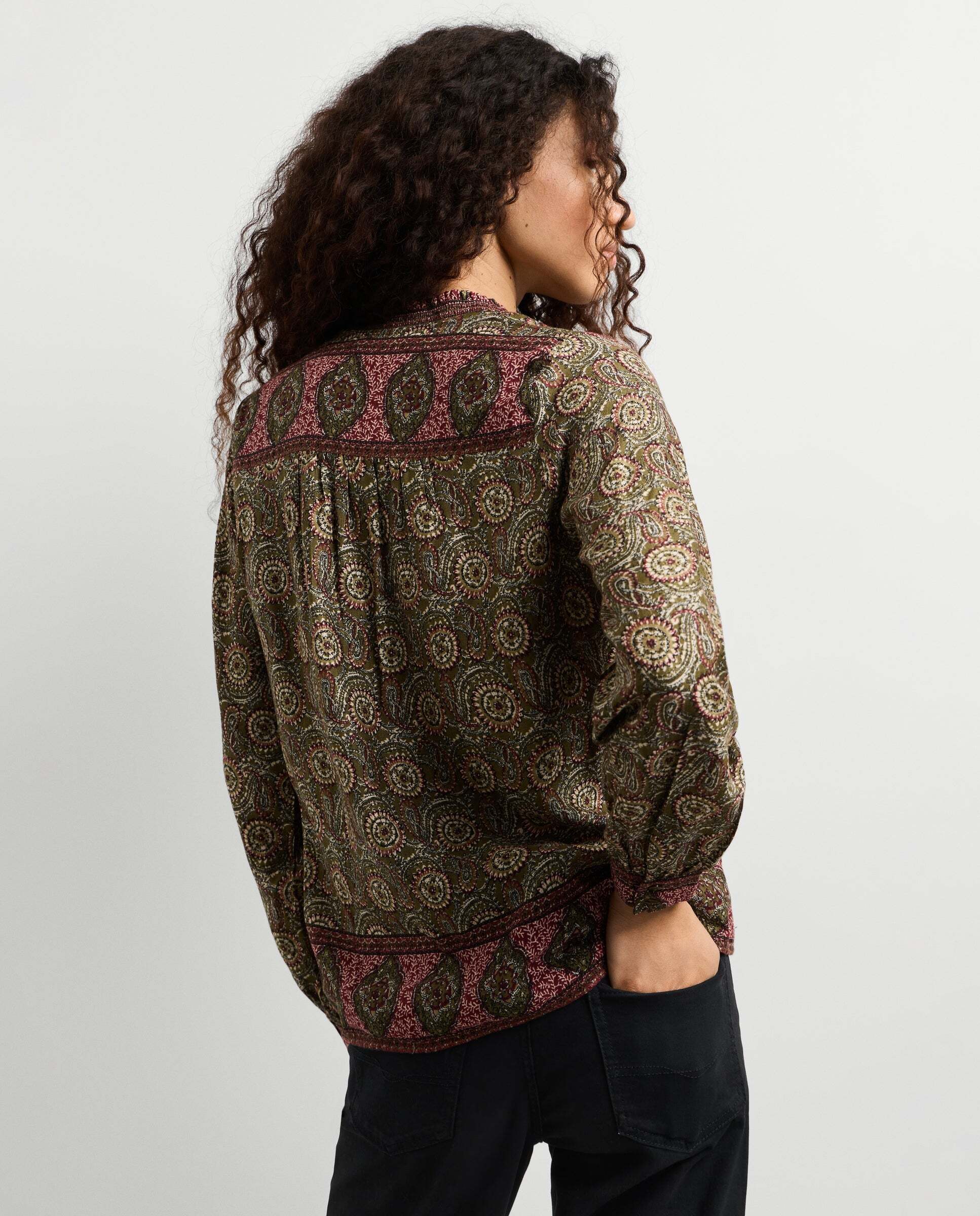 Blusa de mujer fluida estampado ornamental - Pepe Jeans - Verde Verde-3