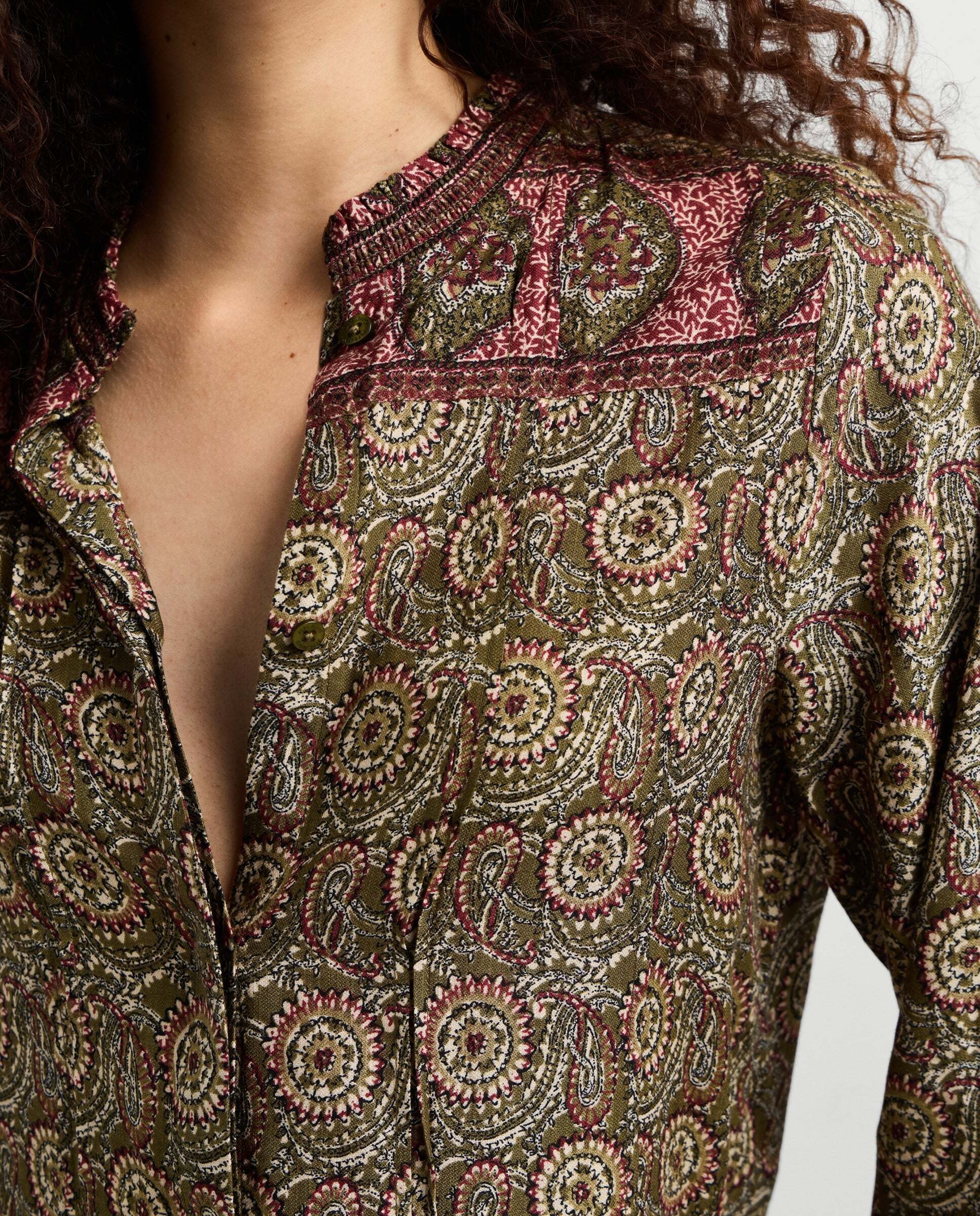 Blusa de mujer fluida estampado ornamental - Pepe Jeans - Verde Verde-4