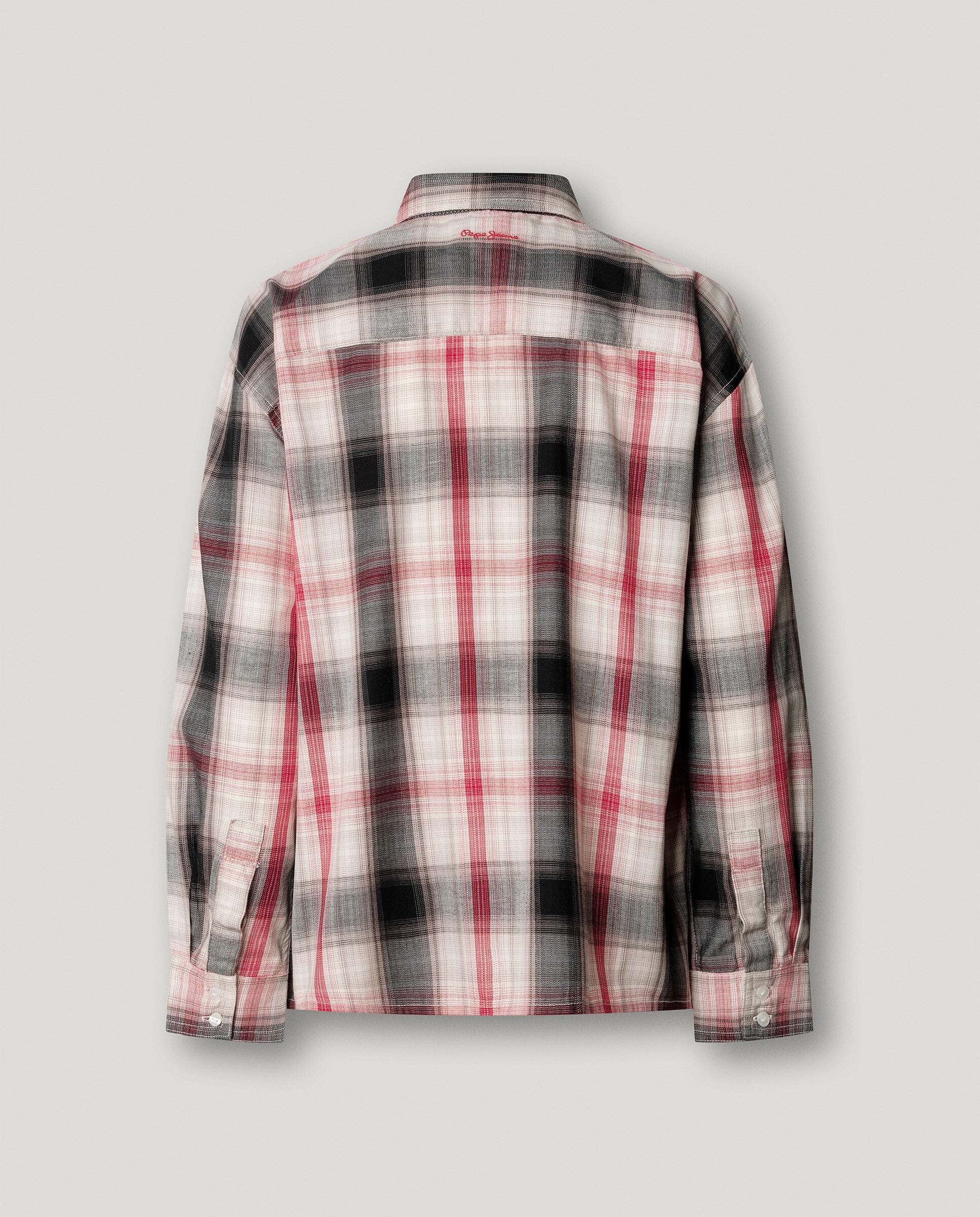 Camisa de mujer de cuadros logo bordado - Pepe Jeans - Rosa Rosa-5