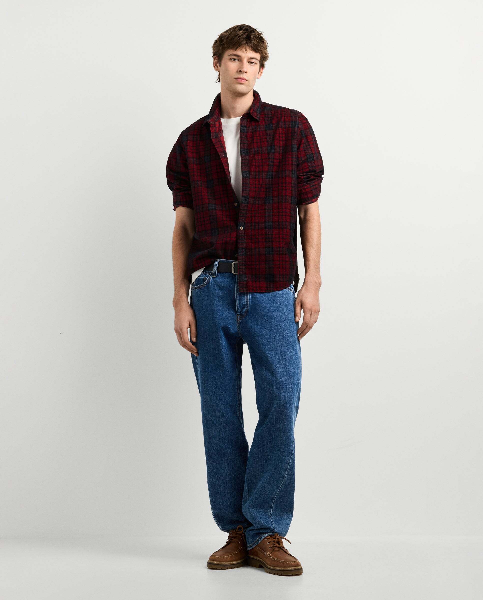 Camisa de hombre pana cuadros fit regular - Pepe Jeans - Rojo Rojo-2