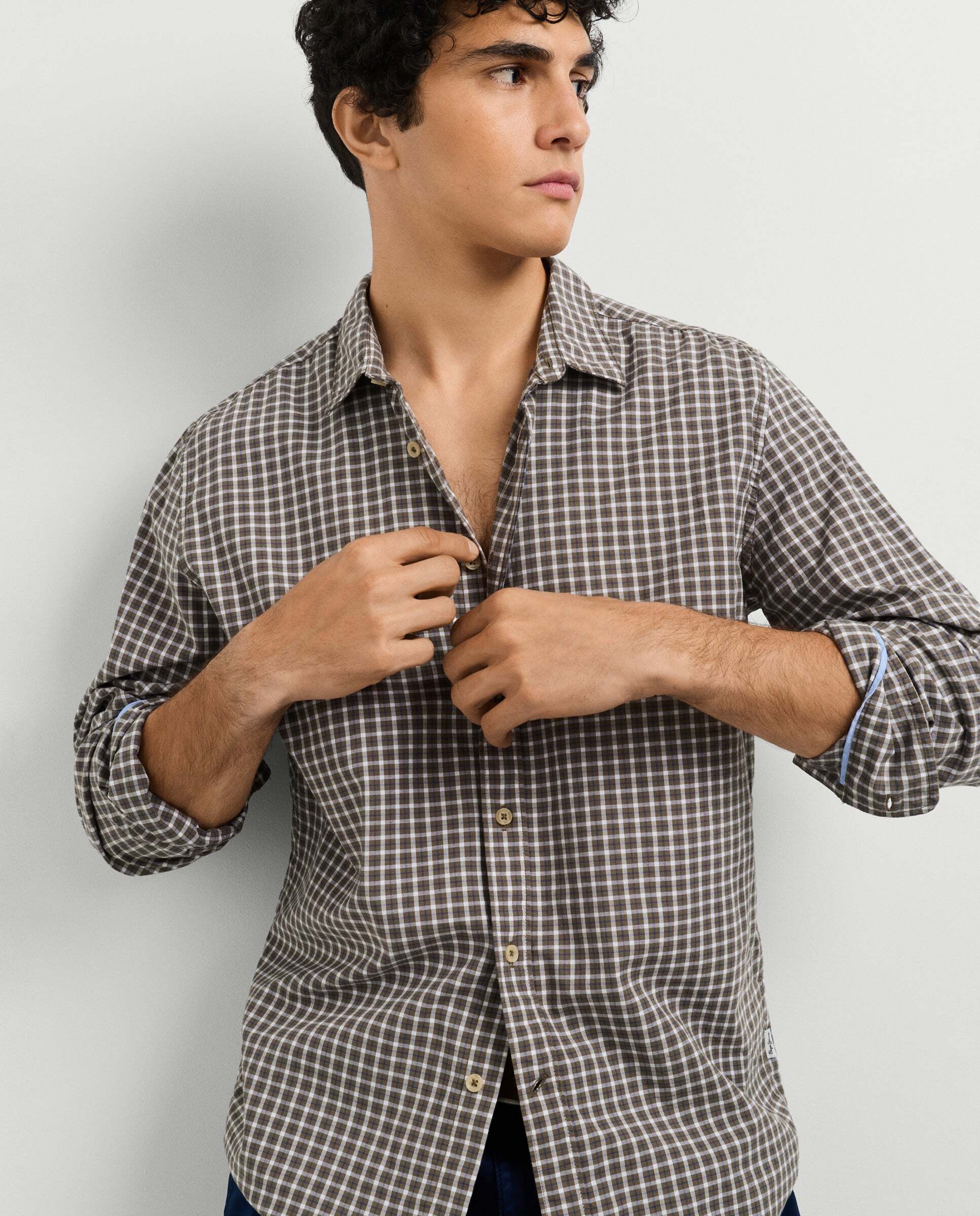 Imagen 0 de Camisa de hombre popelín cuadros fit regular Verde