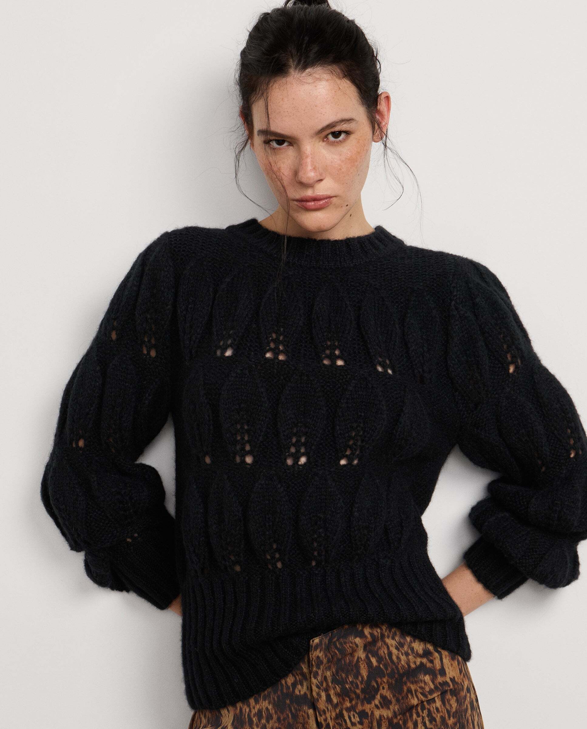 Jersey de mujer trenzado cuello alto - Pepe Jeans - Negro Negro-1