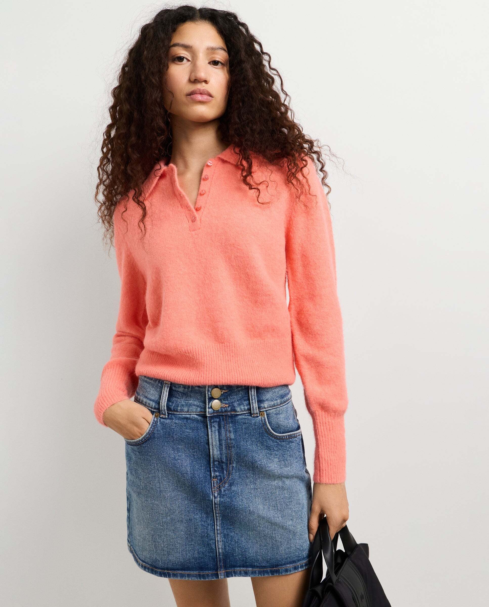 Jersey de mujer punto cuello polo - Pepe Jeans - Rosa Rosa-1
