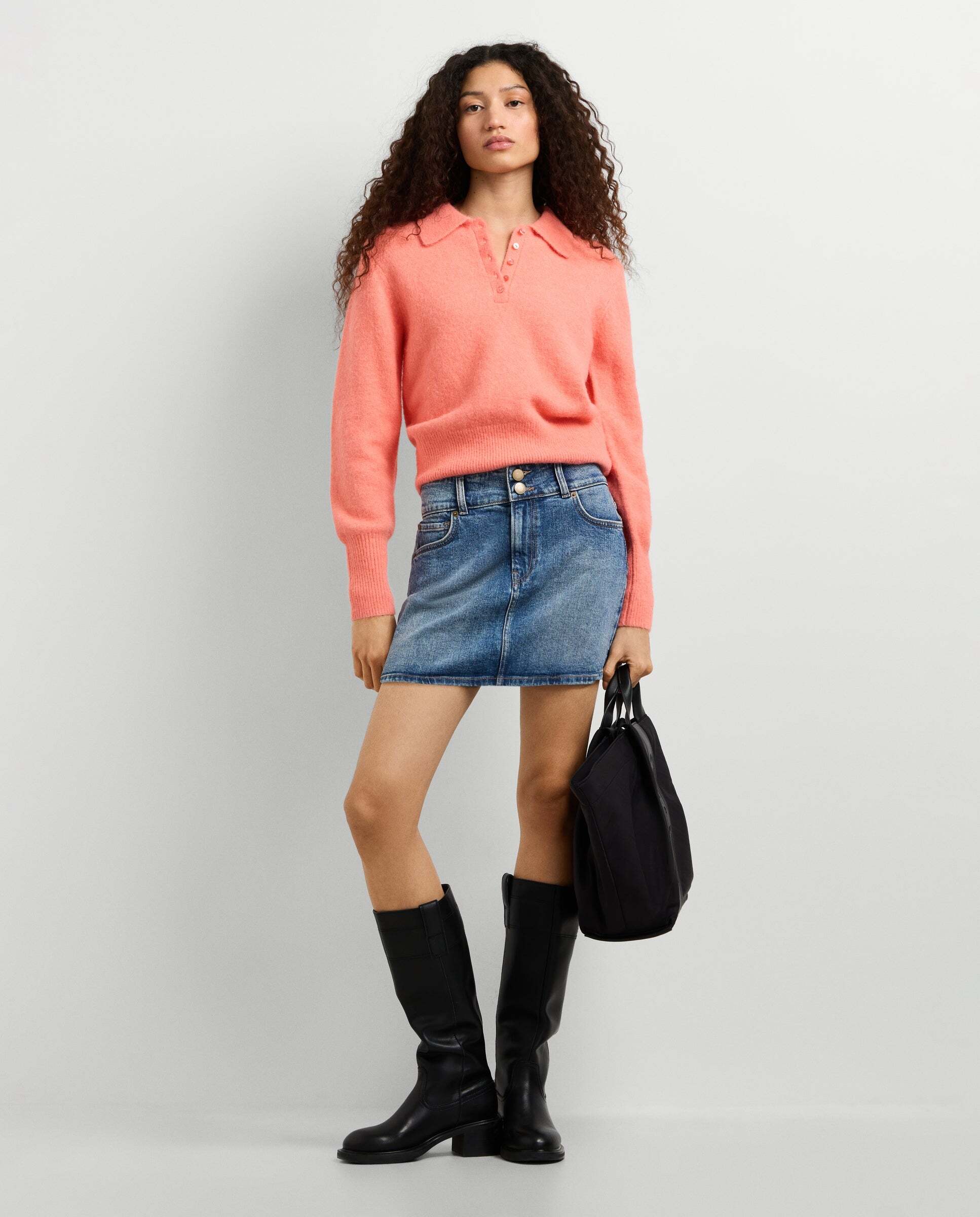 Jersey de mujer punto cuello polo - Pepe Jeans - Rosa Rosa-2