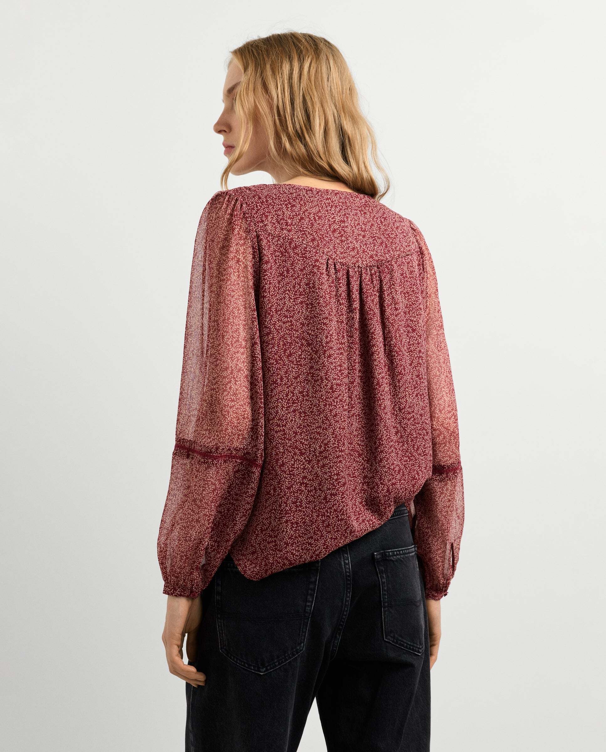 Blusa de mujer fluida estampado floral - Pepe Jeans - Rojo Teja Rojo Teja-3