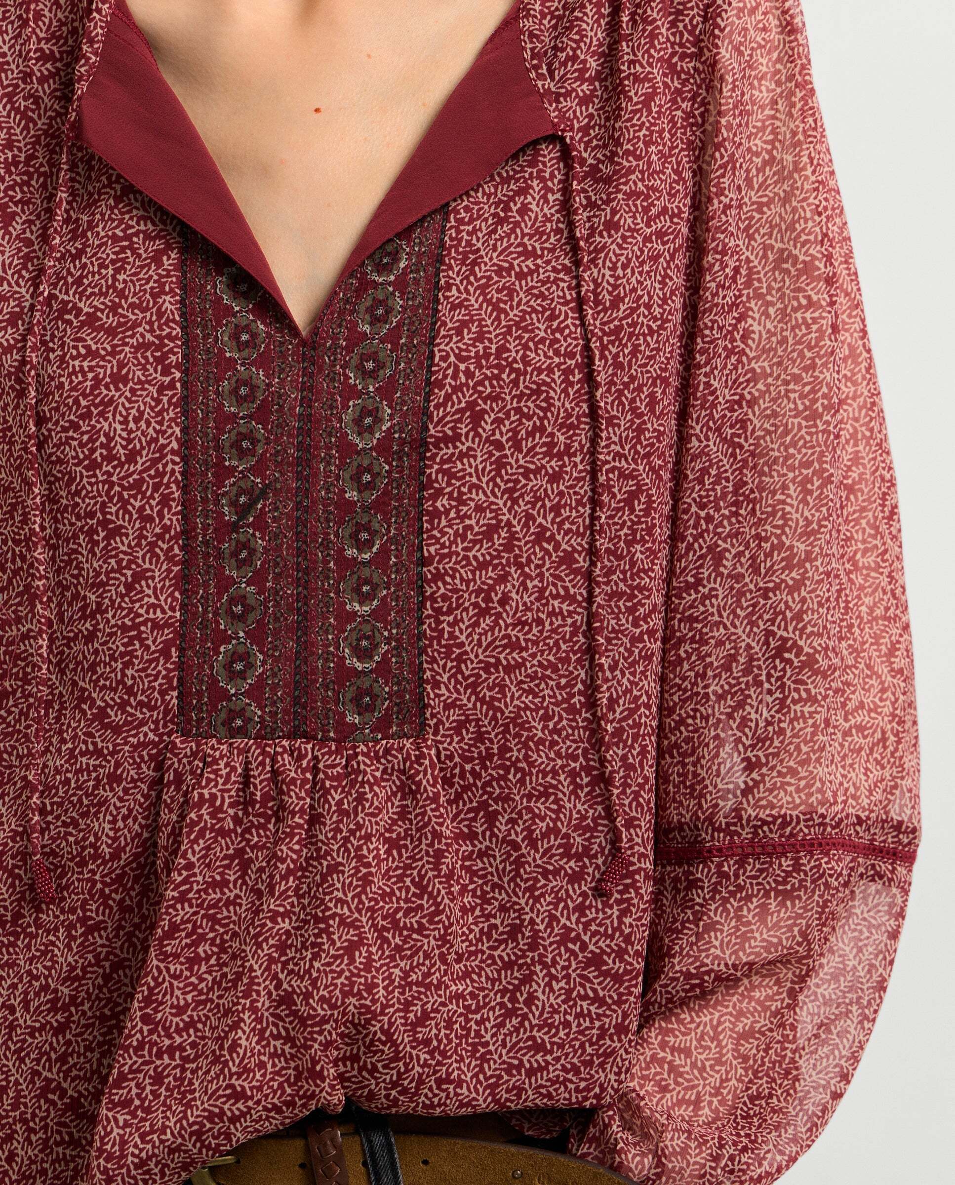 Blusa de mujer fluida estampado floral - Pepe Jeans - Rojo Teja Rojo Teja-4