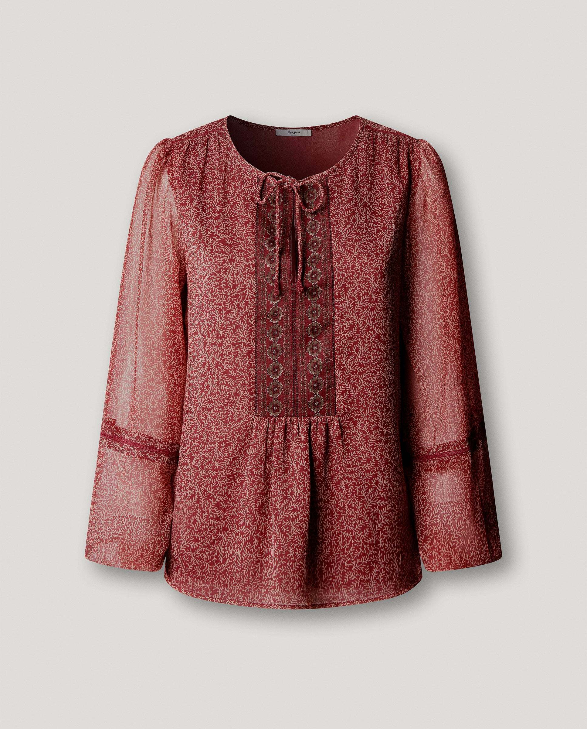 Blusa de mujer fluida estampado floral - Pepe Jeans - Rojo Teja Rojo Teja-6