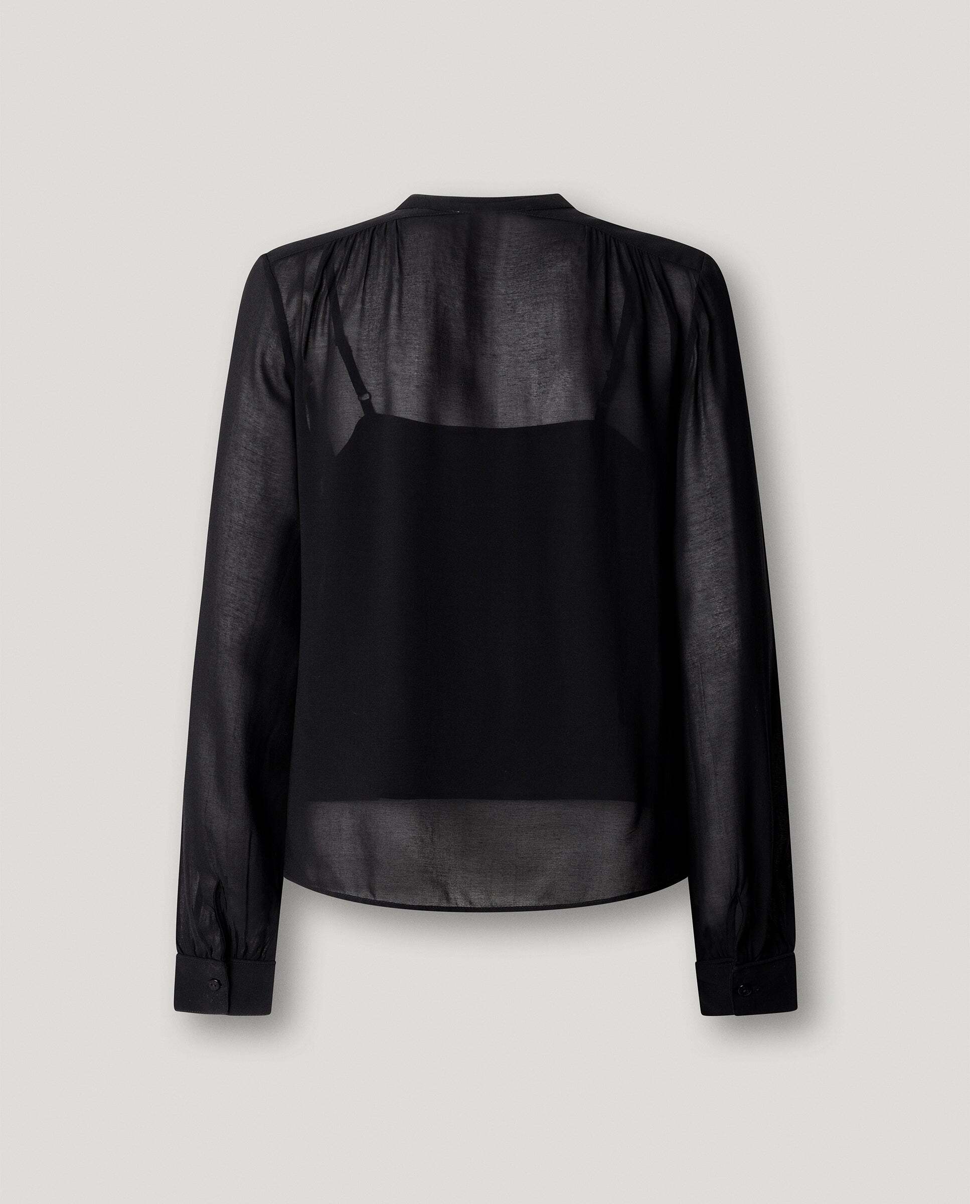 Blusa de mujer semitransparente cuello pico - Pepe Jeans - Negro Negro-5