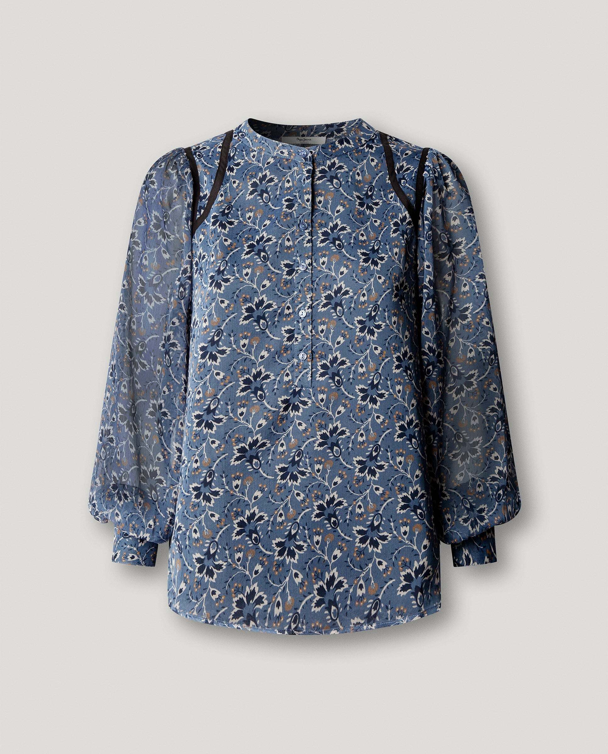 Blusa de mujer chifón estampado floral - Pepe Jeans - Azul oscuro Azul oscuro-6
