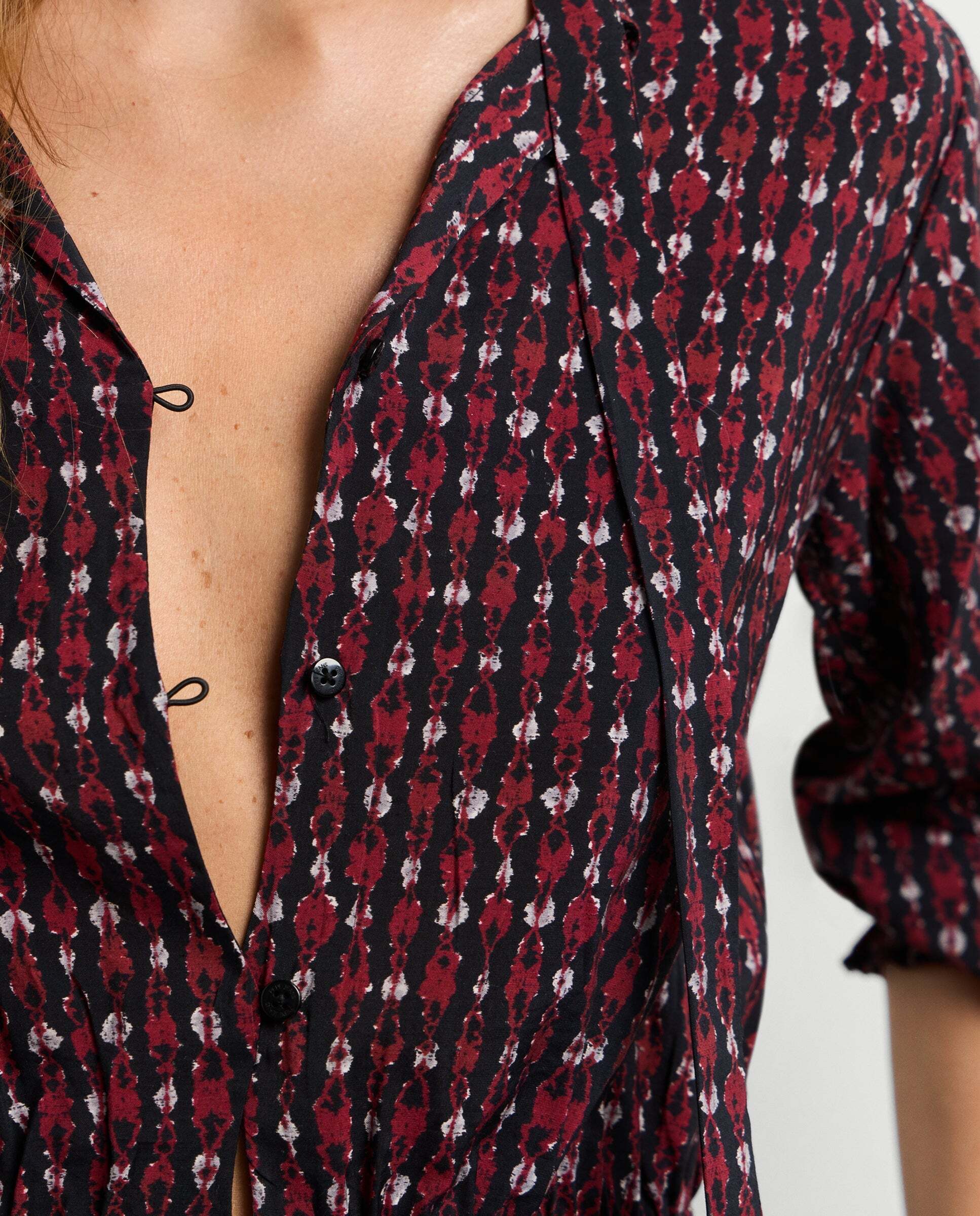 Blusa de mujer fluida estampado ikat - Pepe Jeans - Rojo Rojo-4