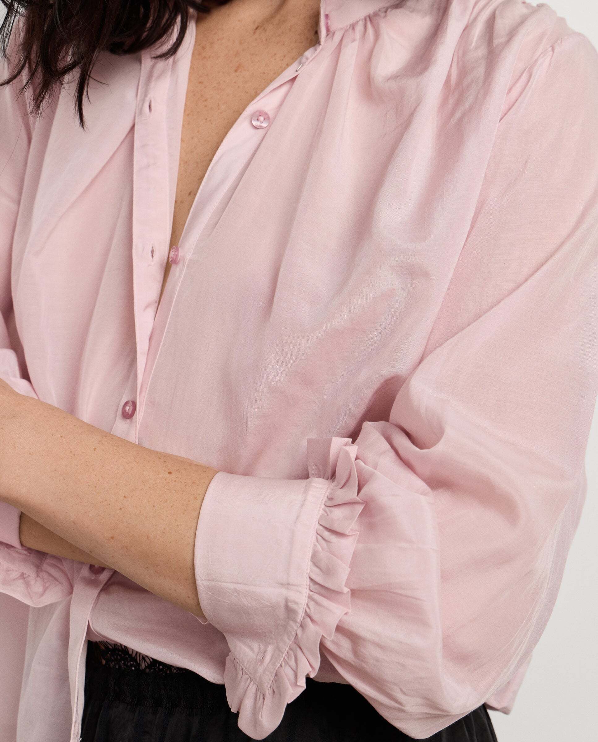 Blusa de mujer fluida cuello mao - Pepe Jeans - Rosa claro Rosa claro-4
