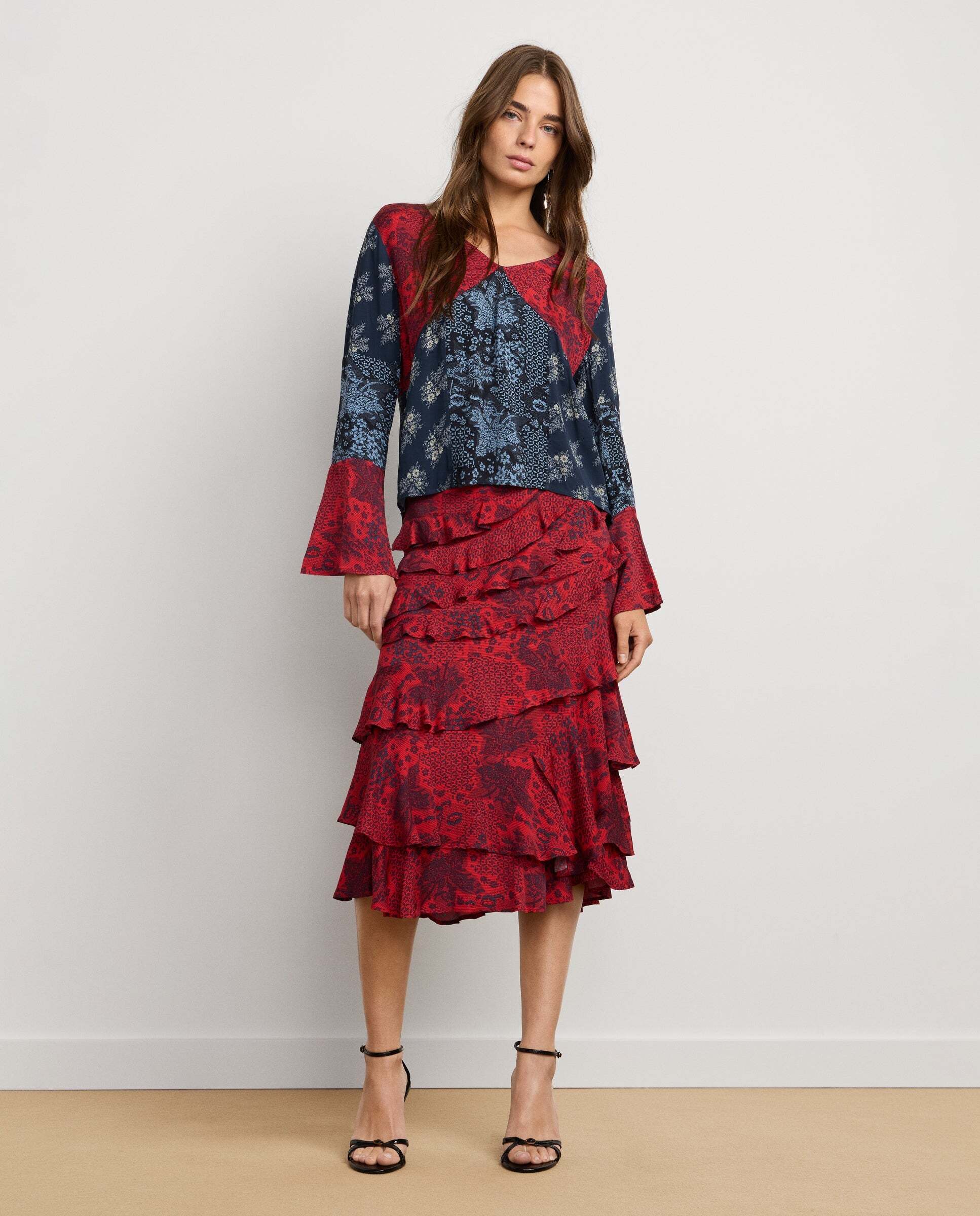 Blusa de mujer fluida estampado patchwork - Pepe Jeans - Azul Azul-2