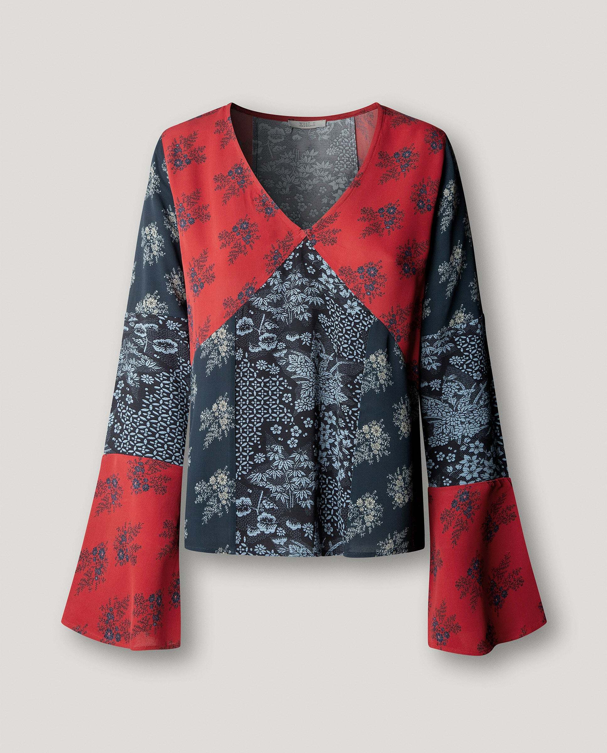 Blusa de mujer fluida estampado patchwork - Pepe Jeans - Azul Azul-6