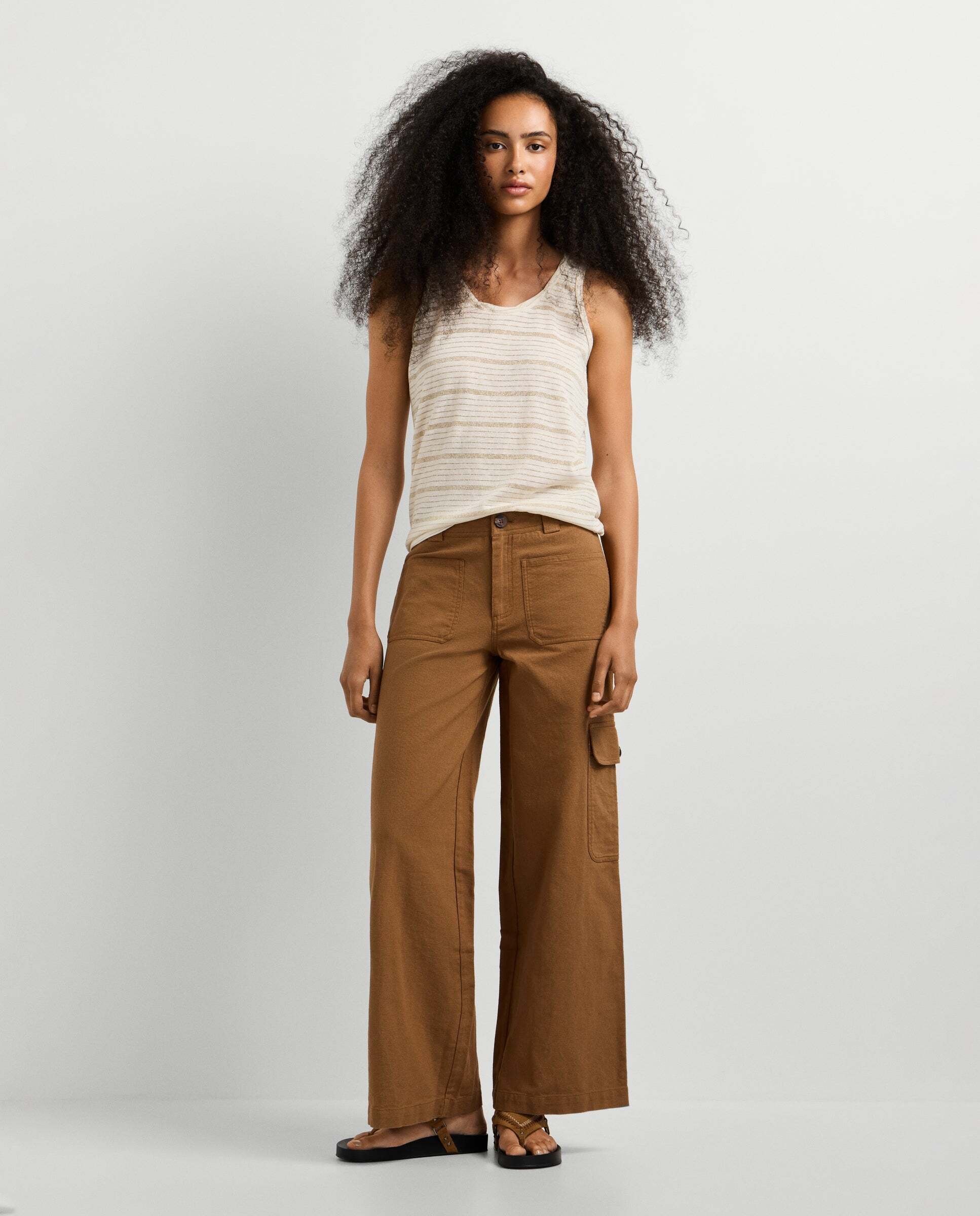 Pantalón de mujer cargo fit ancho - Pepe Jeans - Marrón Marrón-1