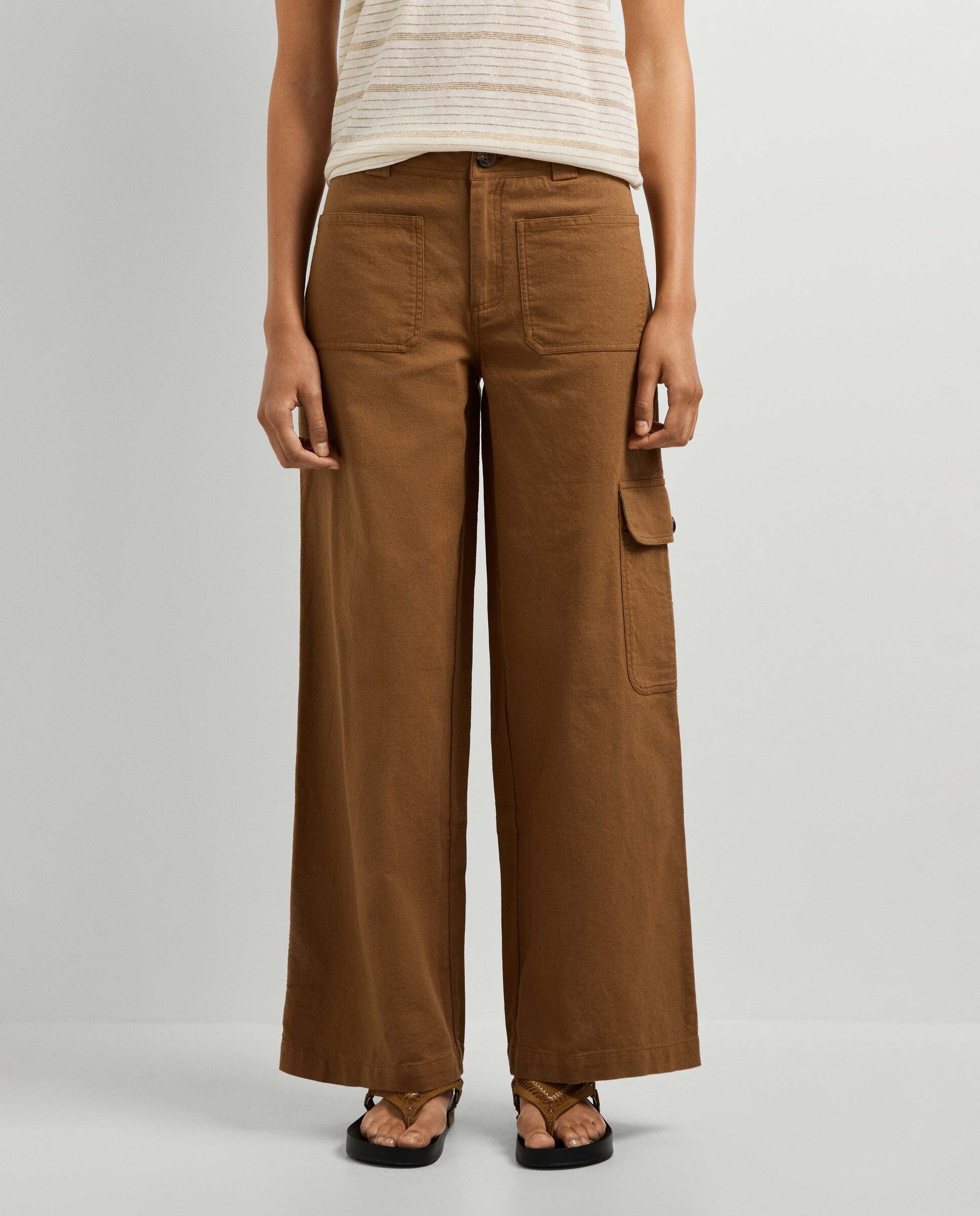 Pantalón de mujer cargo fit ancho - Pepe Jeans - Marrón Marrón-2