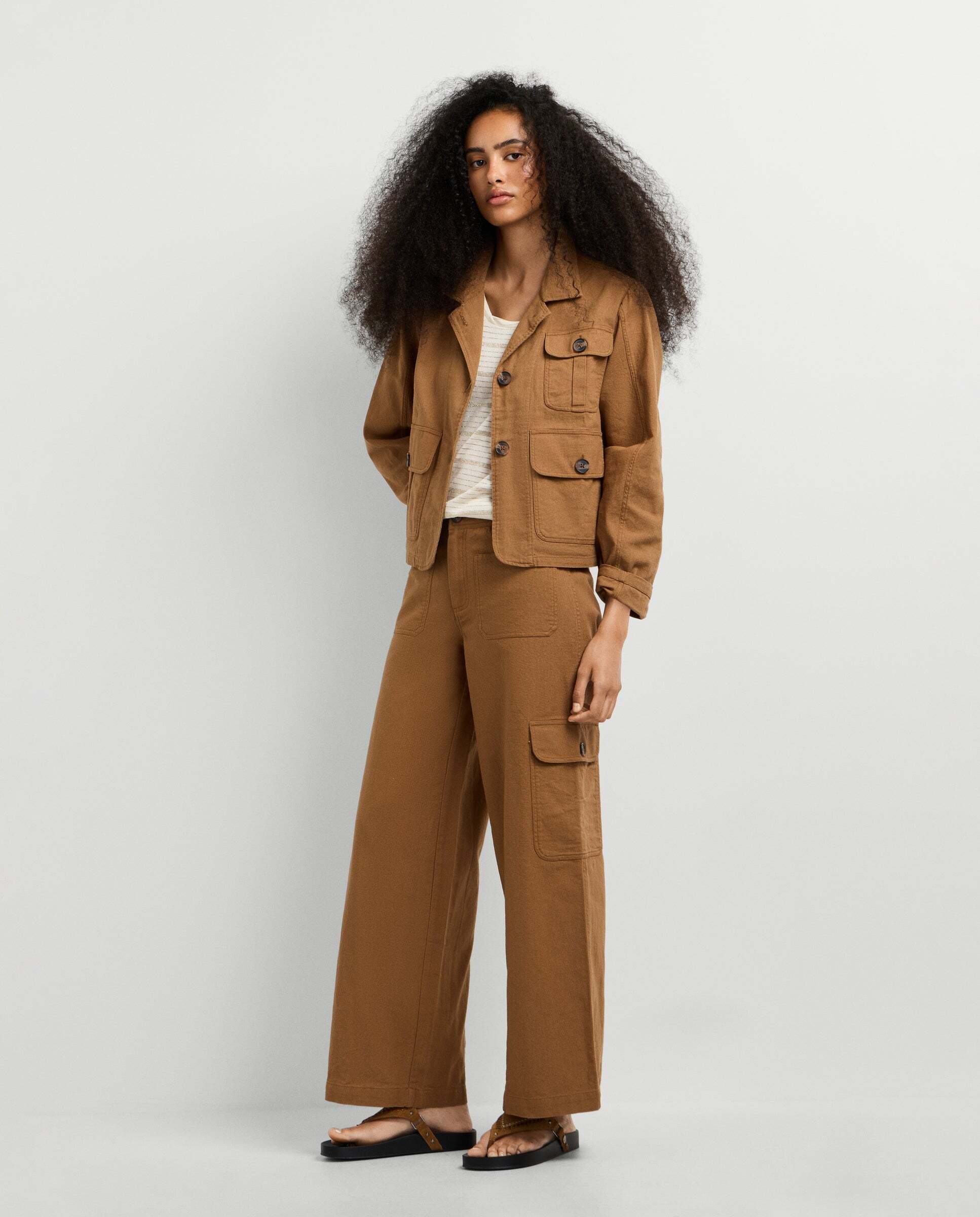 Pantalón de mujer cargo fit ancho - Pepe Jeans - Marrón Marrón-3