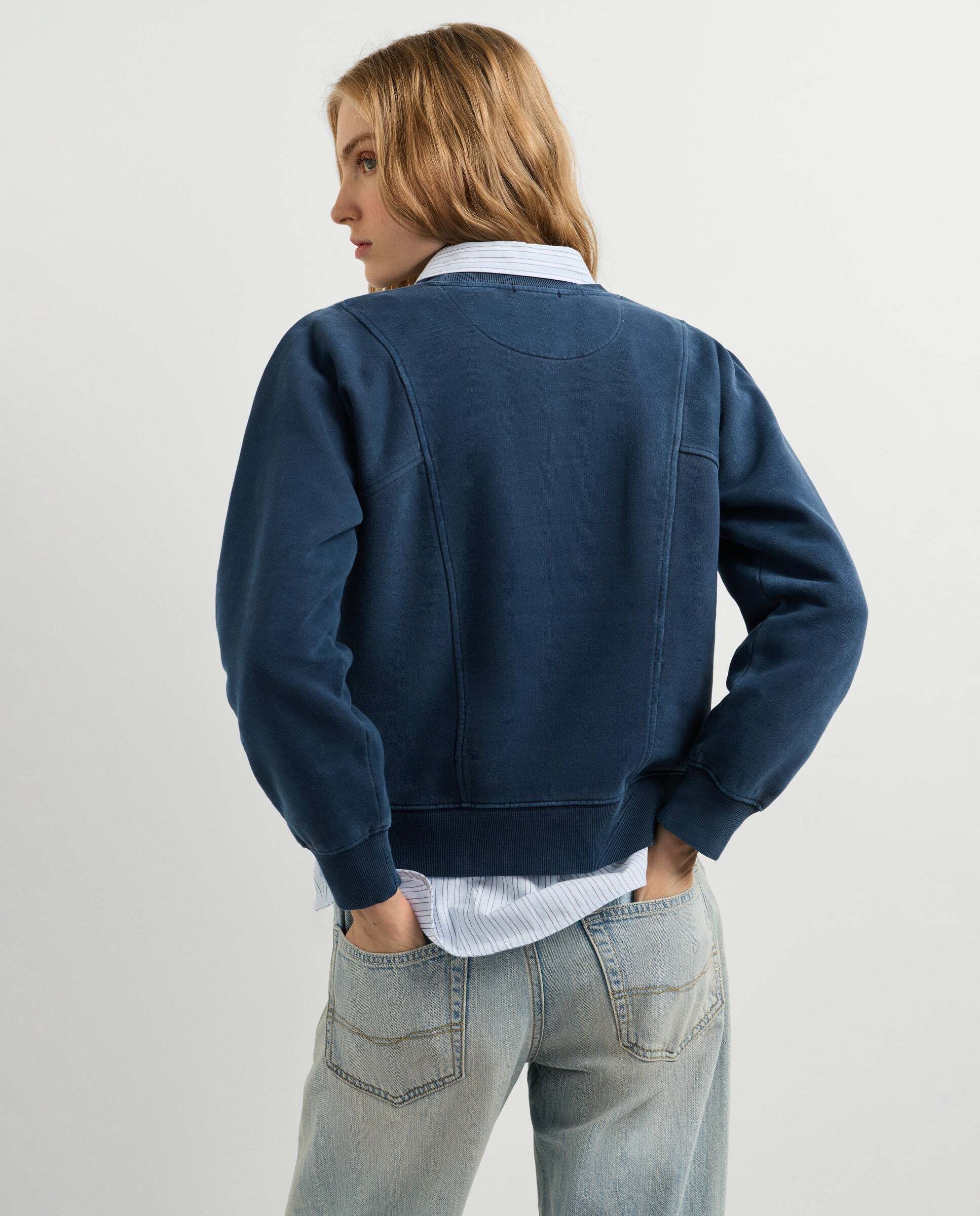 Sudadera de mujer cuello redondo con costuras decorativas - Pepe Jeans - Azul oscuro Azul oscuro-3