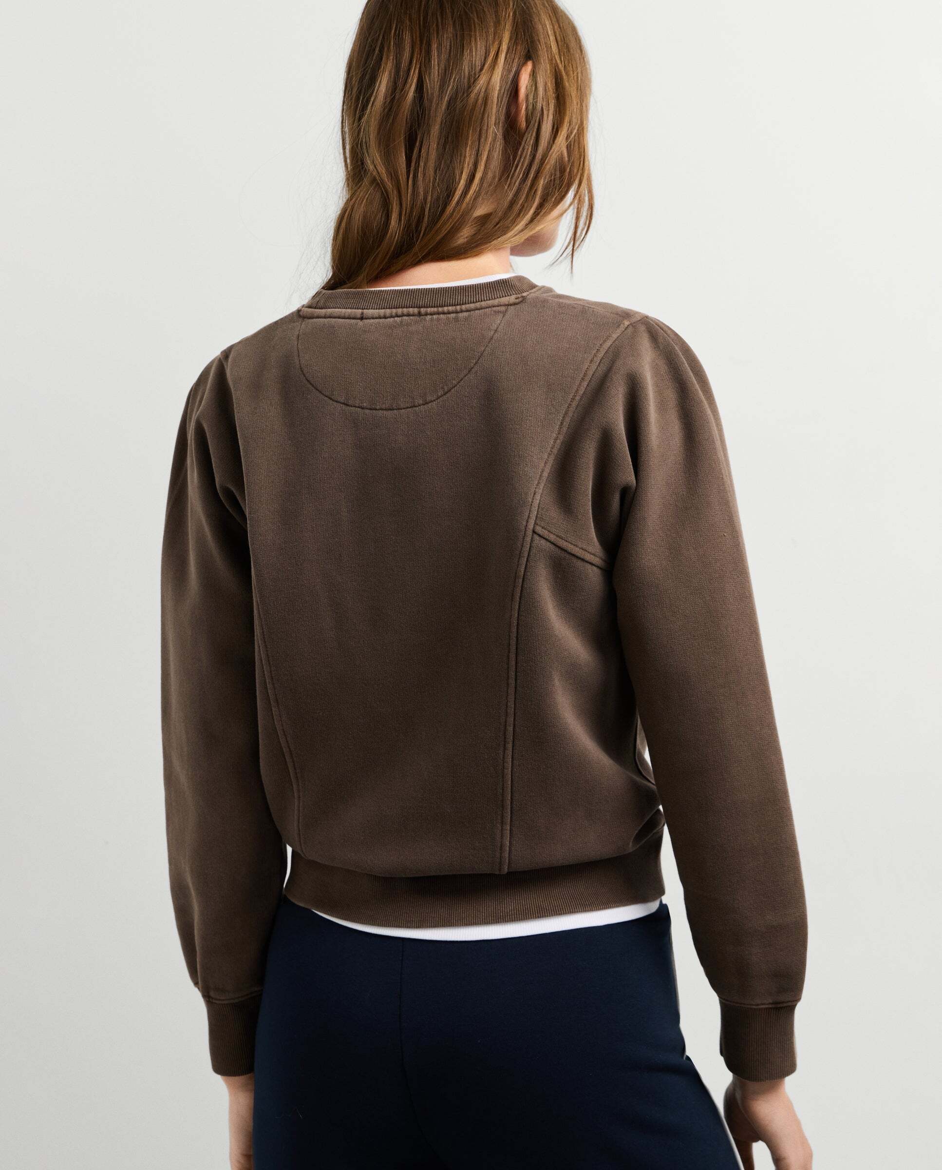 Sudadera de mujer cuello redondo con costuras decorativas - Pepe Jeans - Marrón Marrón-3
