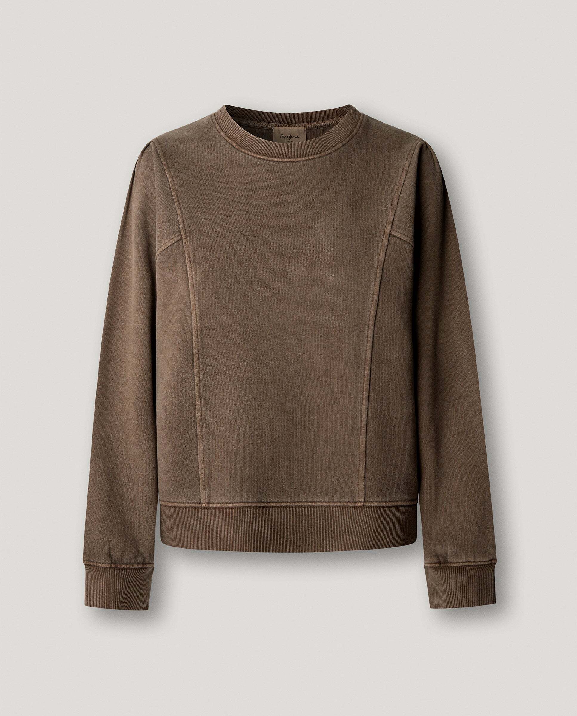 Sudadera de mujer cuello redondo con costuras decorativas - Pepe Jeans - Marrón Marrón-6