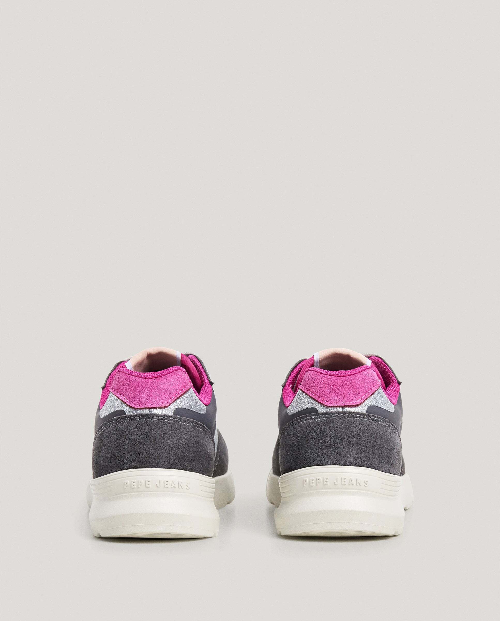 Zapatillas de niña combinadas detalles glitter - Pepe Jeans - Gris oscuro Gris oscuro-4