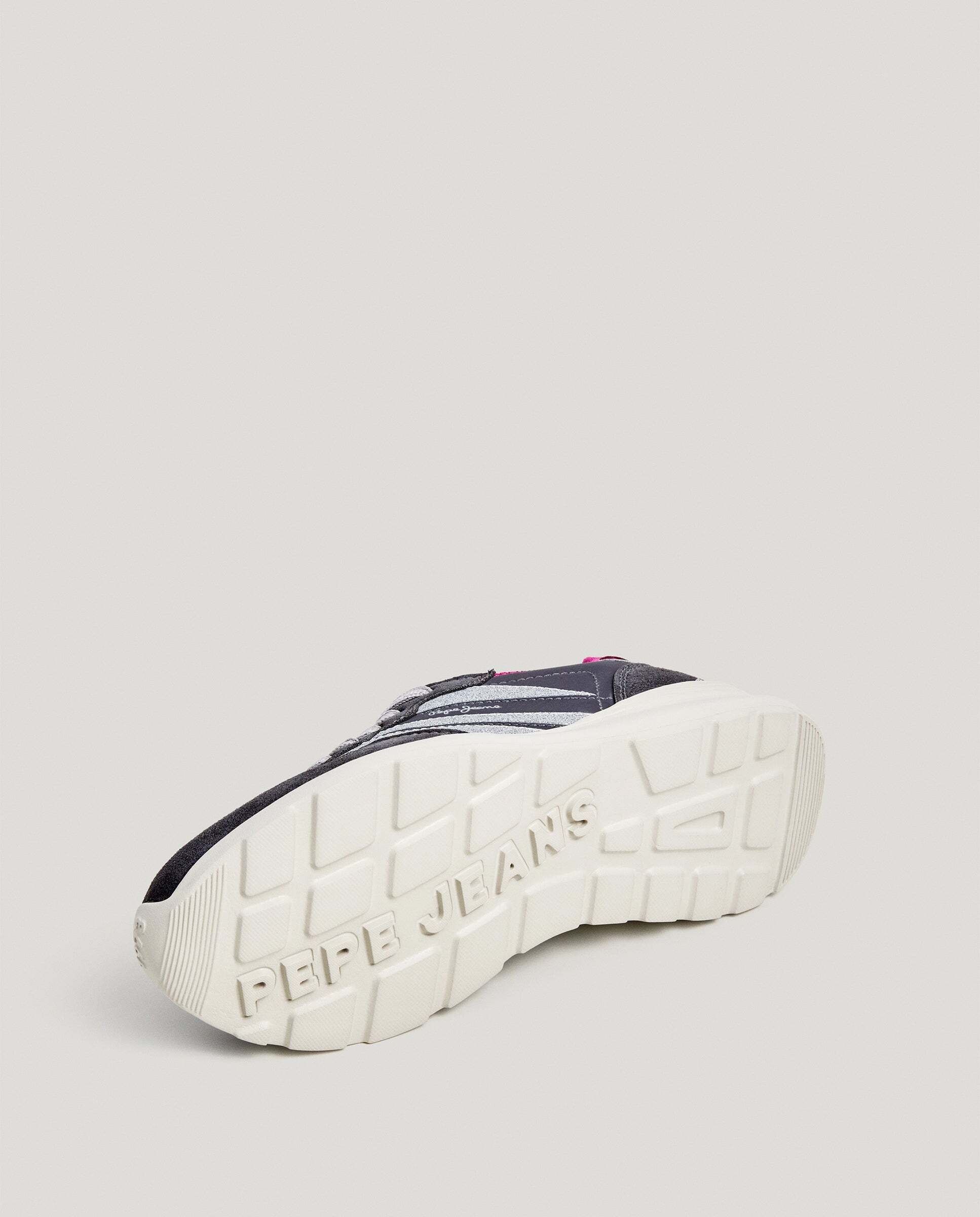 Zapatillas de niña combinadas detalles glitter - Pepe Jeans - Gris oscuro Gris oscuro-6