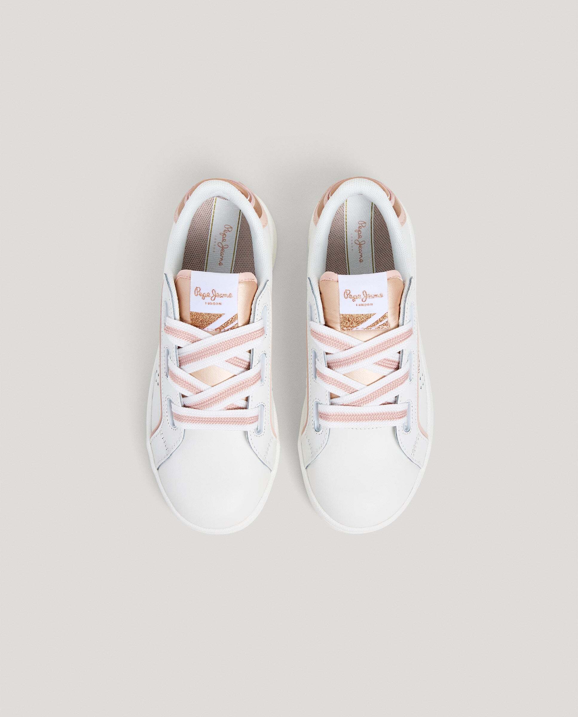Zapatillas de niña clásicas microperforadas de piel - Pepe Jeans - Blanco Blanco-2