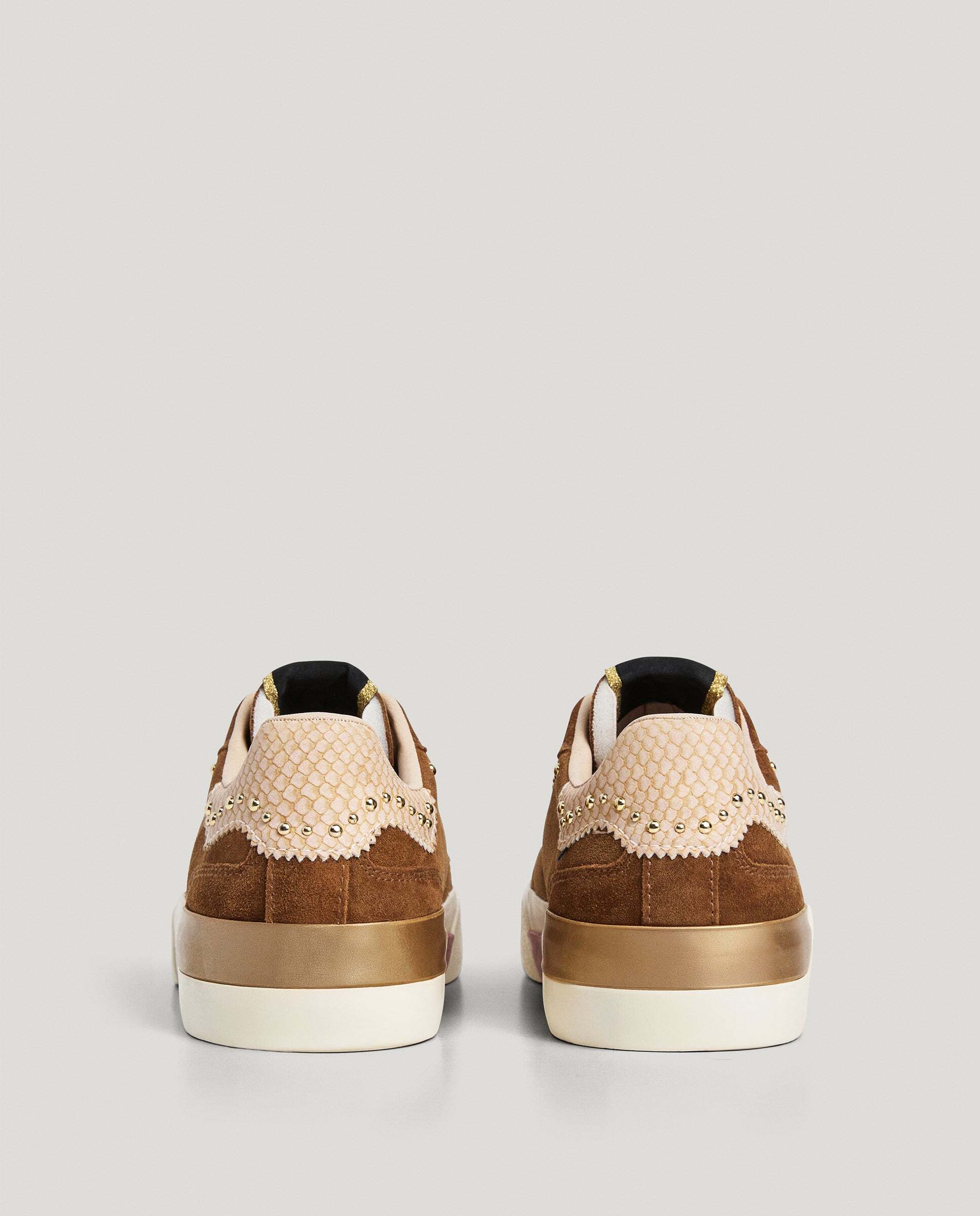 Zapatillas de mujer de ante con tachuelas - Pepe Jeans - Marrón Marrón-4