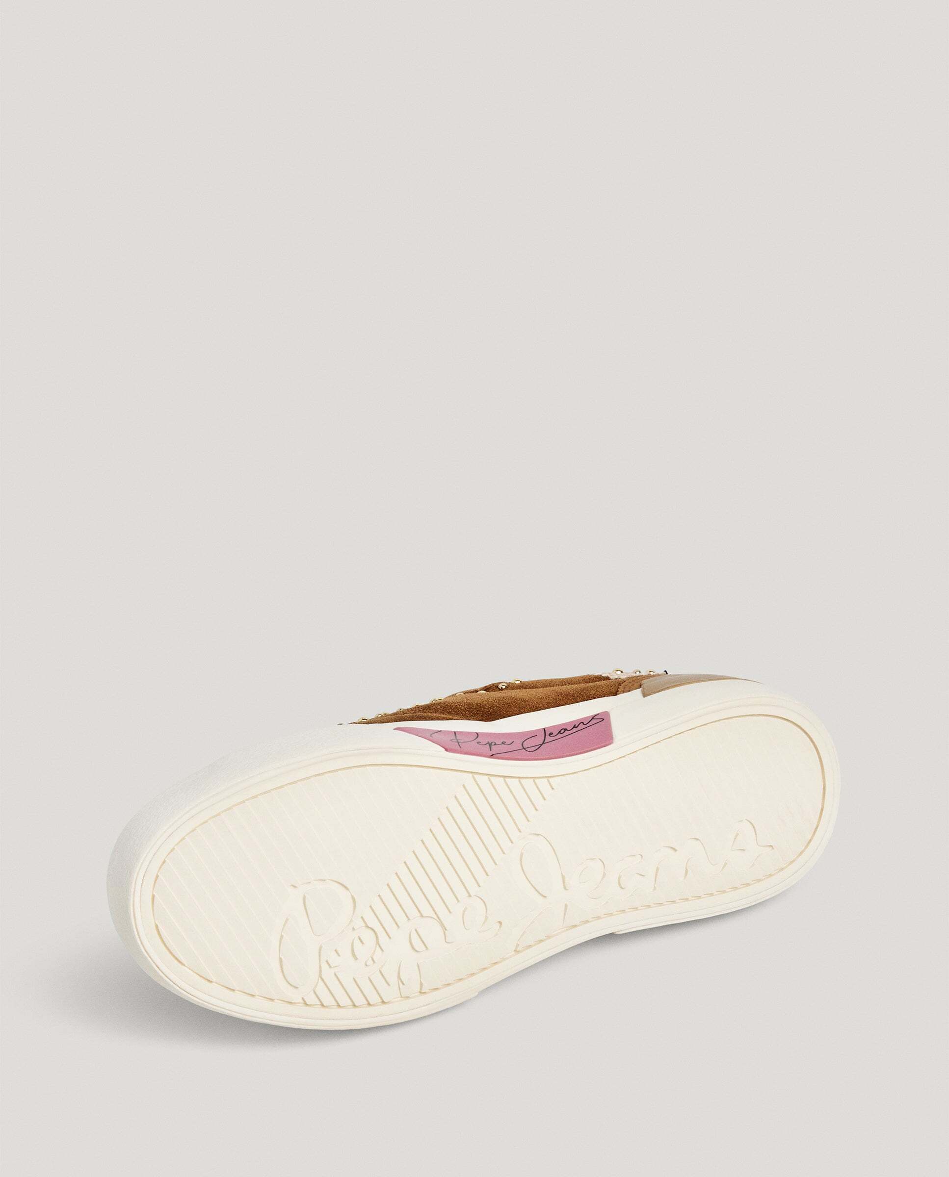 Zapatillas de mujer de ante con tachuelas - Pepe Jeans - Marrón Marrón-6