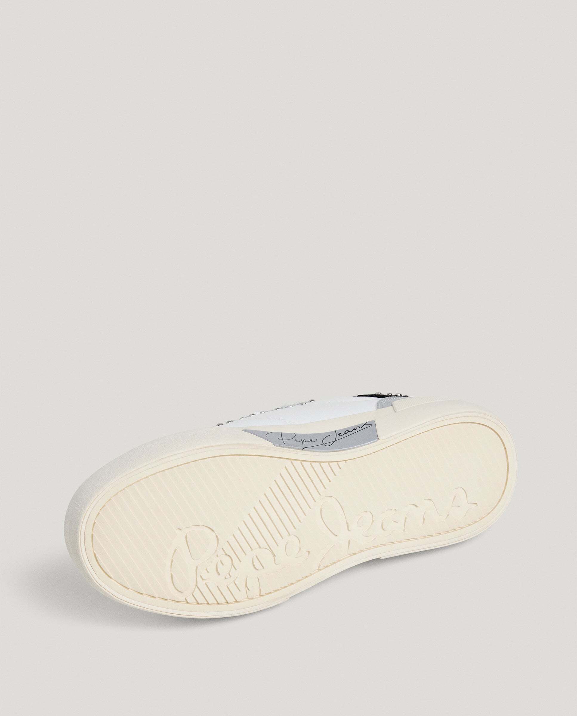 Zapatillas de mujer combinadas de piel con tachuelas - Pepe Jeans - Plata Plata-6