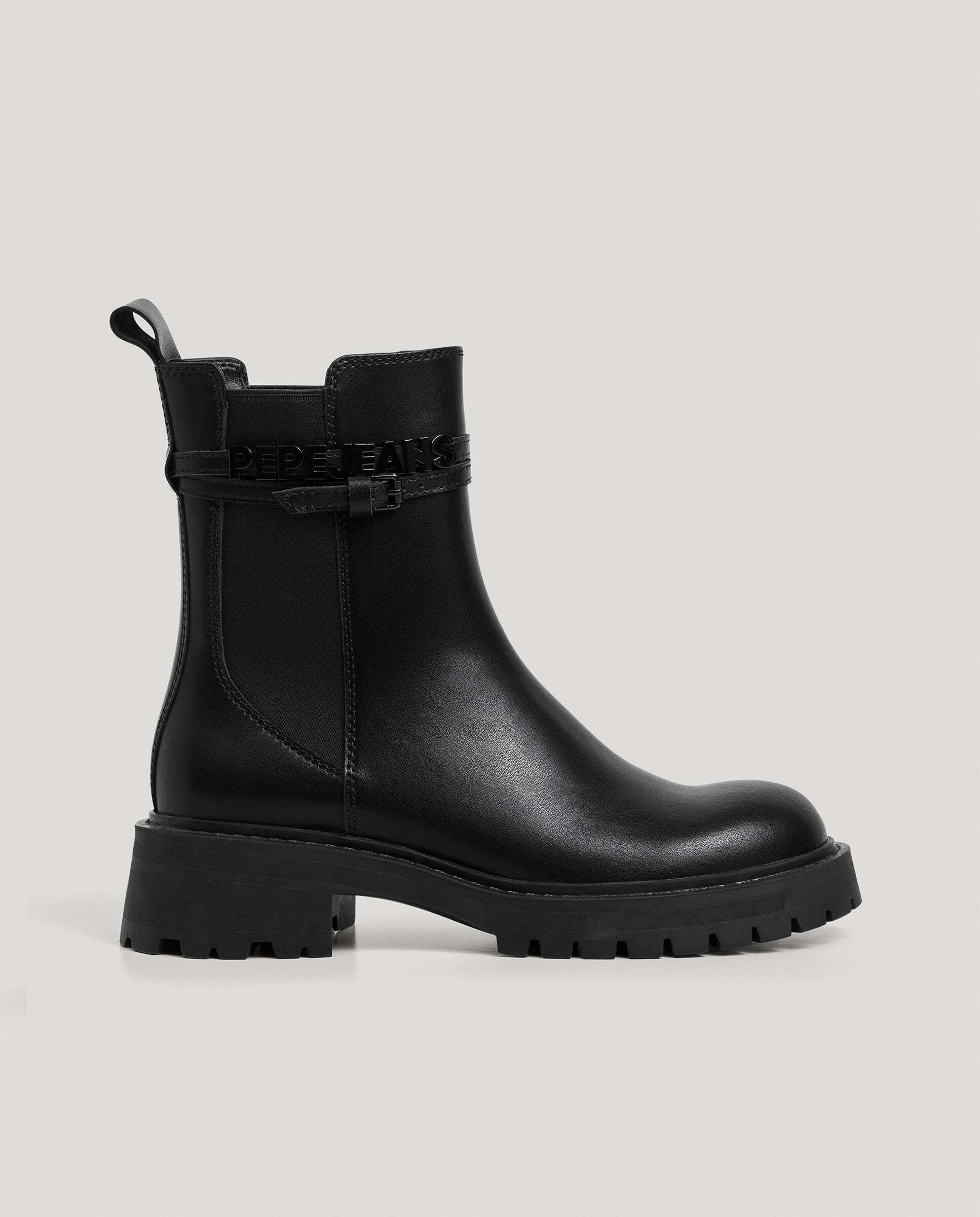 Botas de mujer chelsea 100% piel - Pepe Jeans - Negro Negro-1