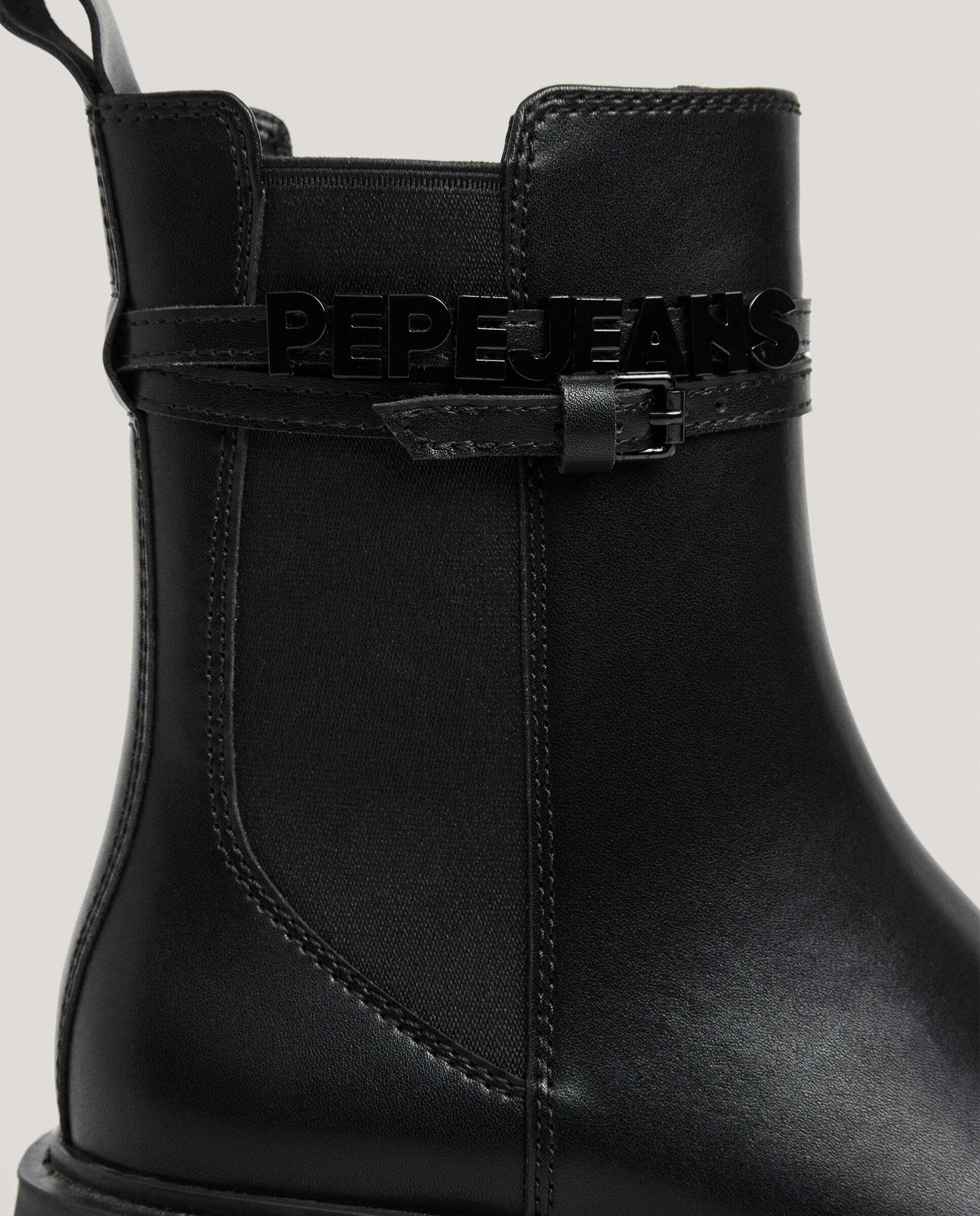 Botas de mujer chelsea 100% piel - Pepe Jeans - Negro Negro-5