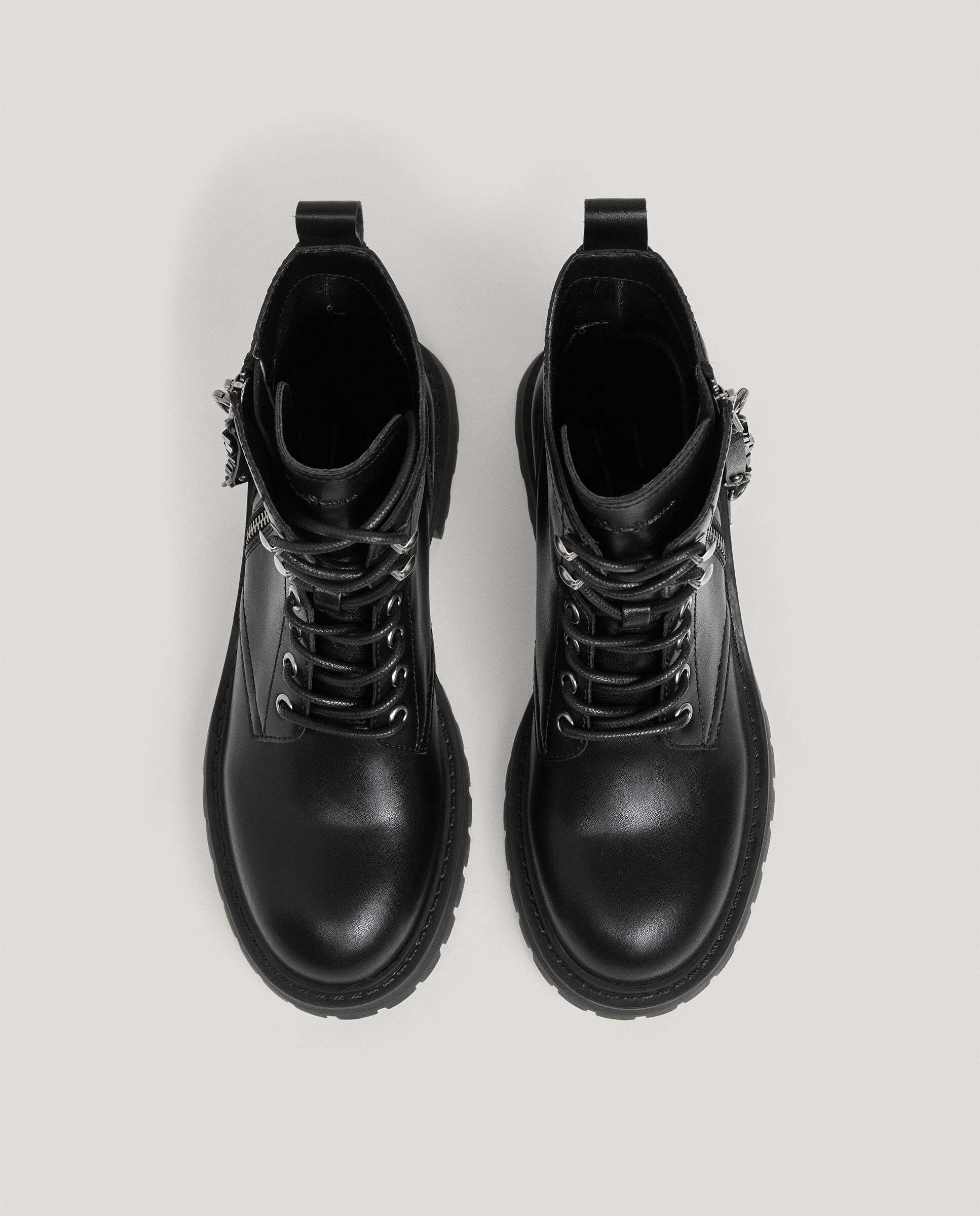 Botas de mujer con cremallera lateral 100% piel - Pepe Jeans - Negro Negro-3