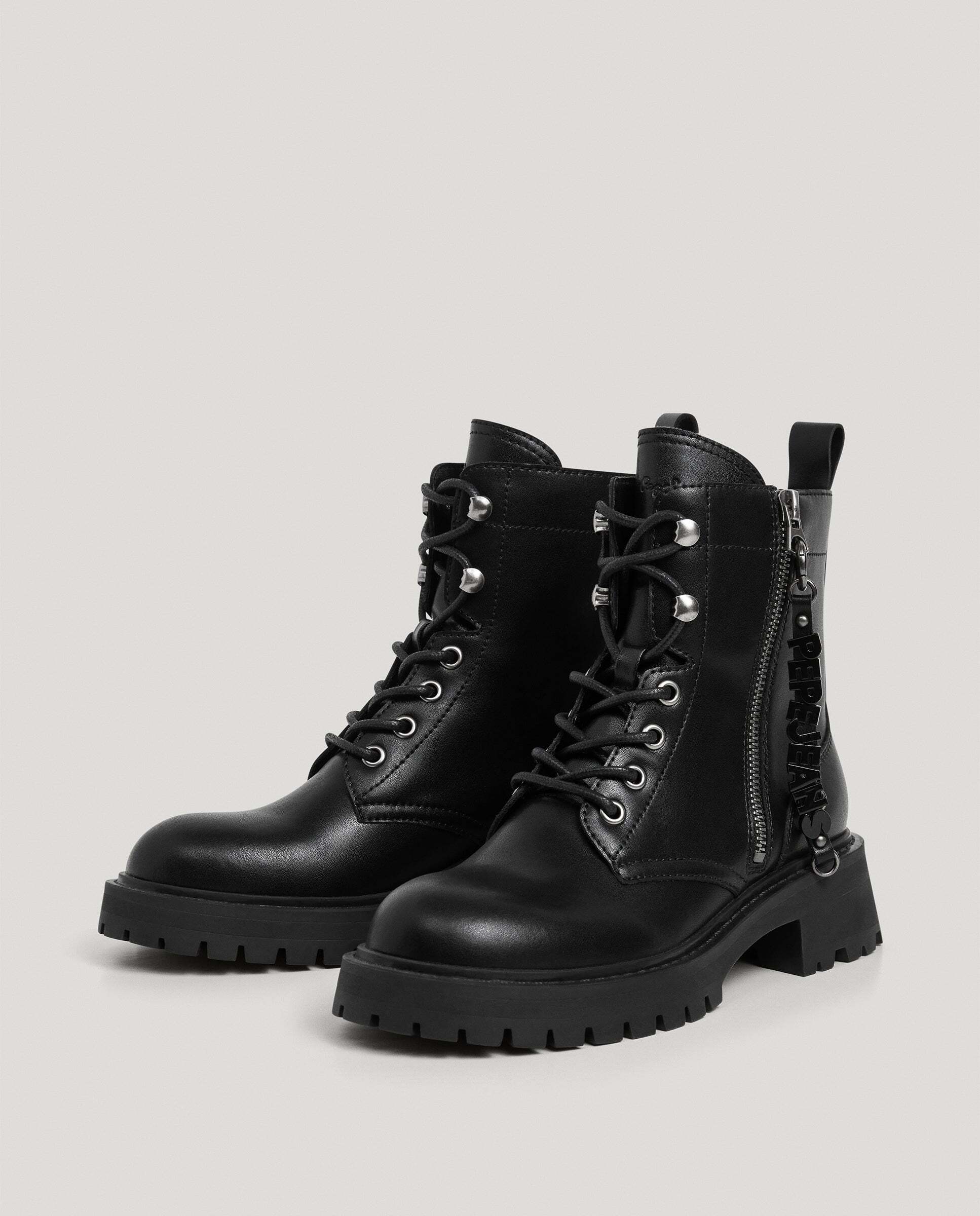 Botas de mujer con cremallera lateral 100% piel - Pepe Jeans - Negro Negro-2