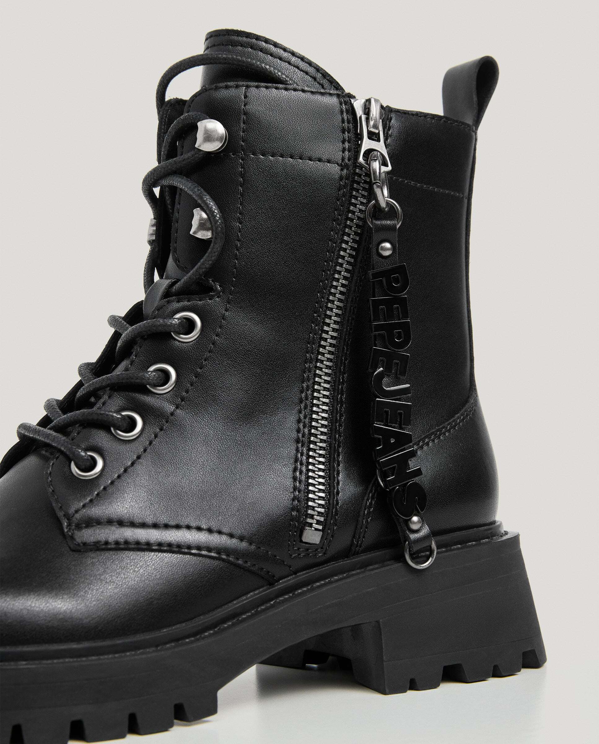 Botas de mujer con cremallera lateral 100% piel - Pepe Jeans - Negro Negro-5
