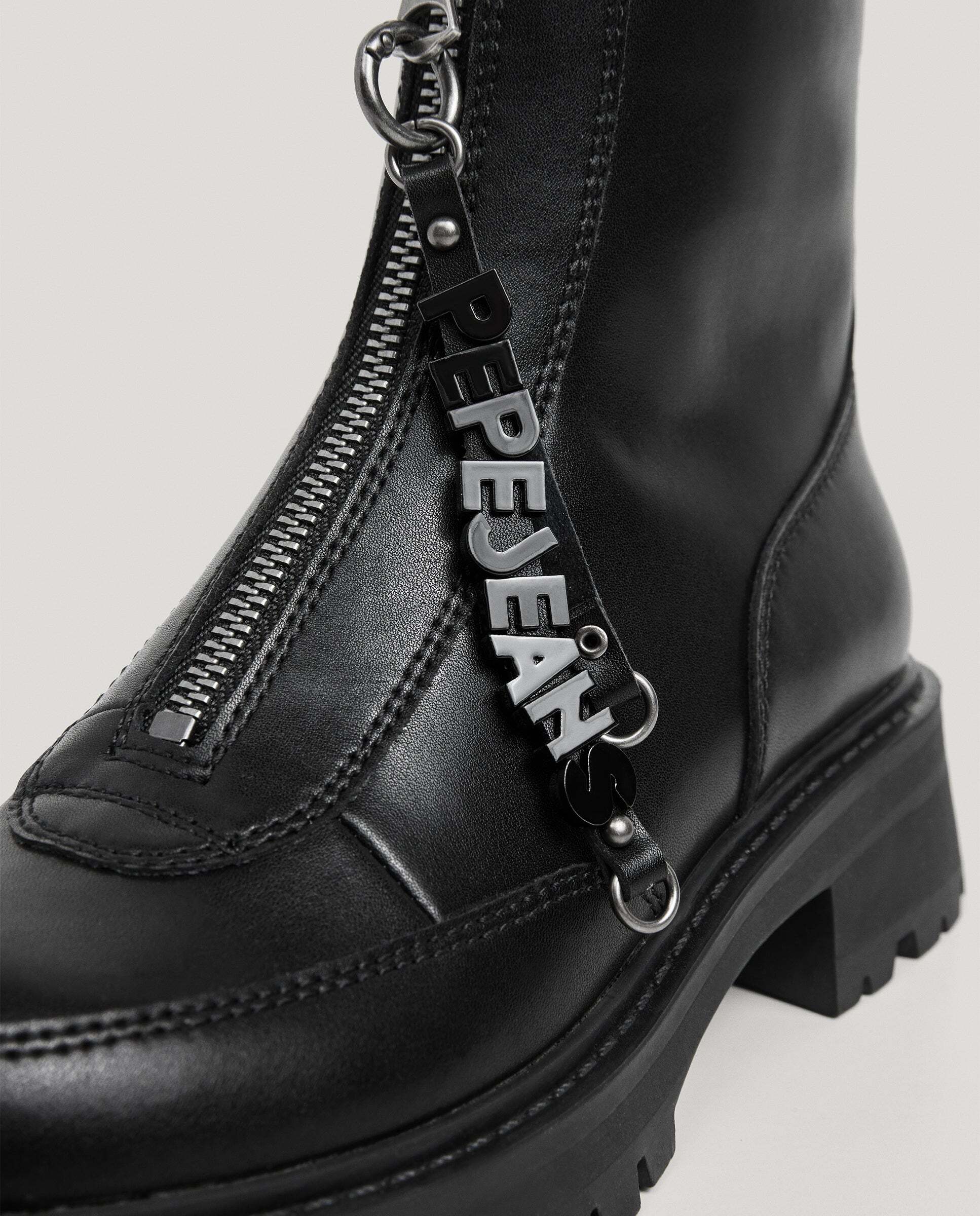 Botas de mujer con cremallera frontal 100% piel - Pepe Jeans - Negro Negro-5
