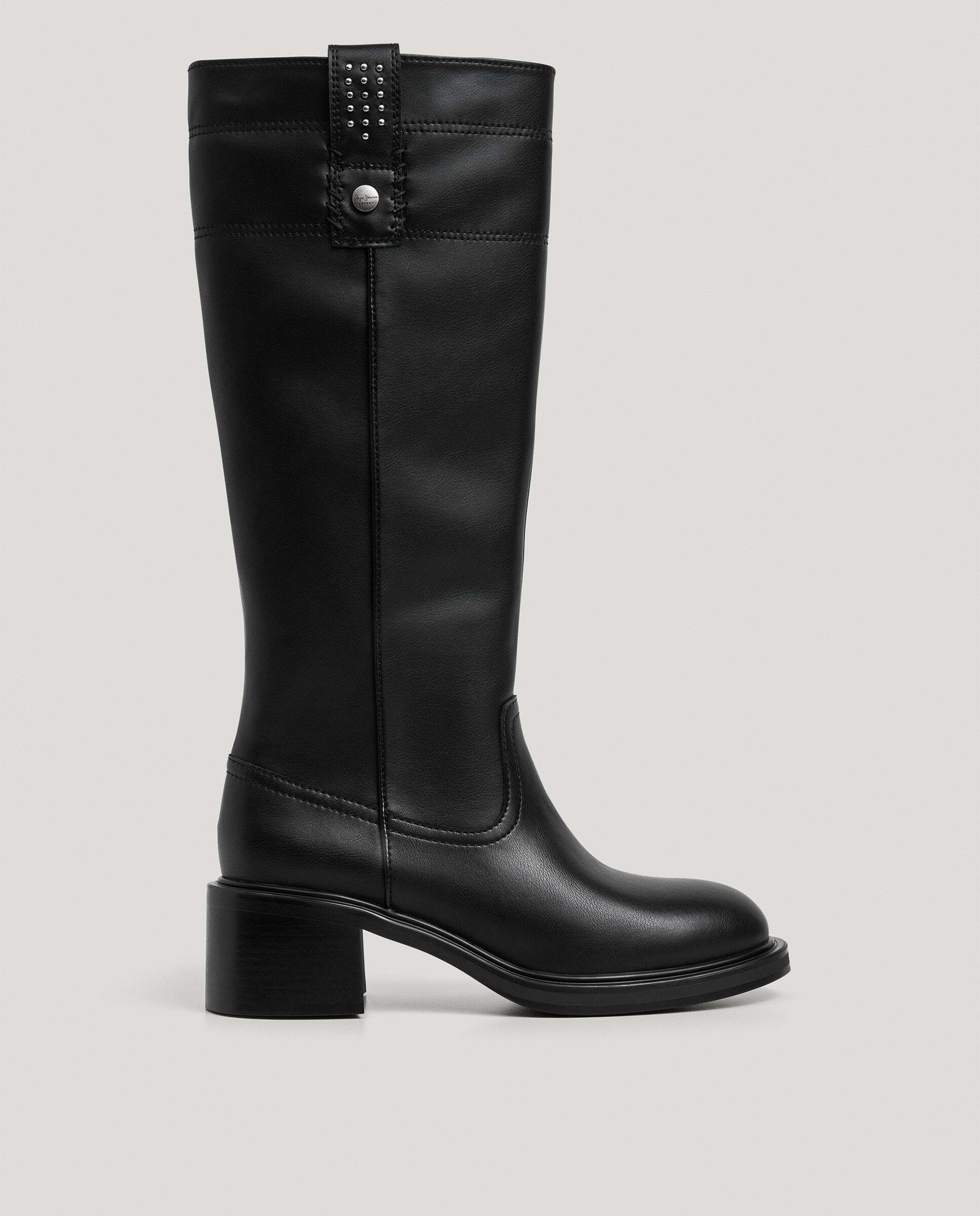 Botas de mujer de tacón 100% piel - Pepe Jeans - Negro Negro-1
