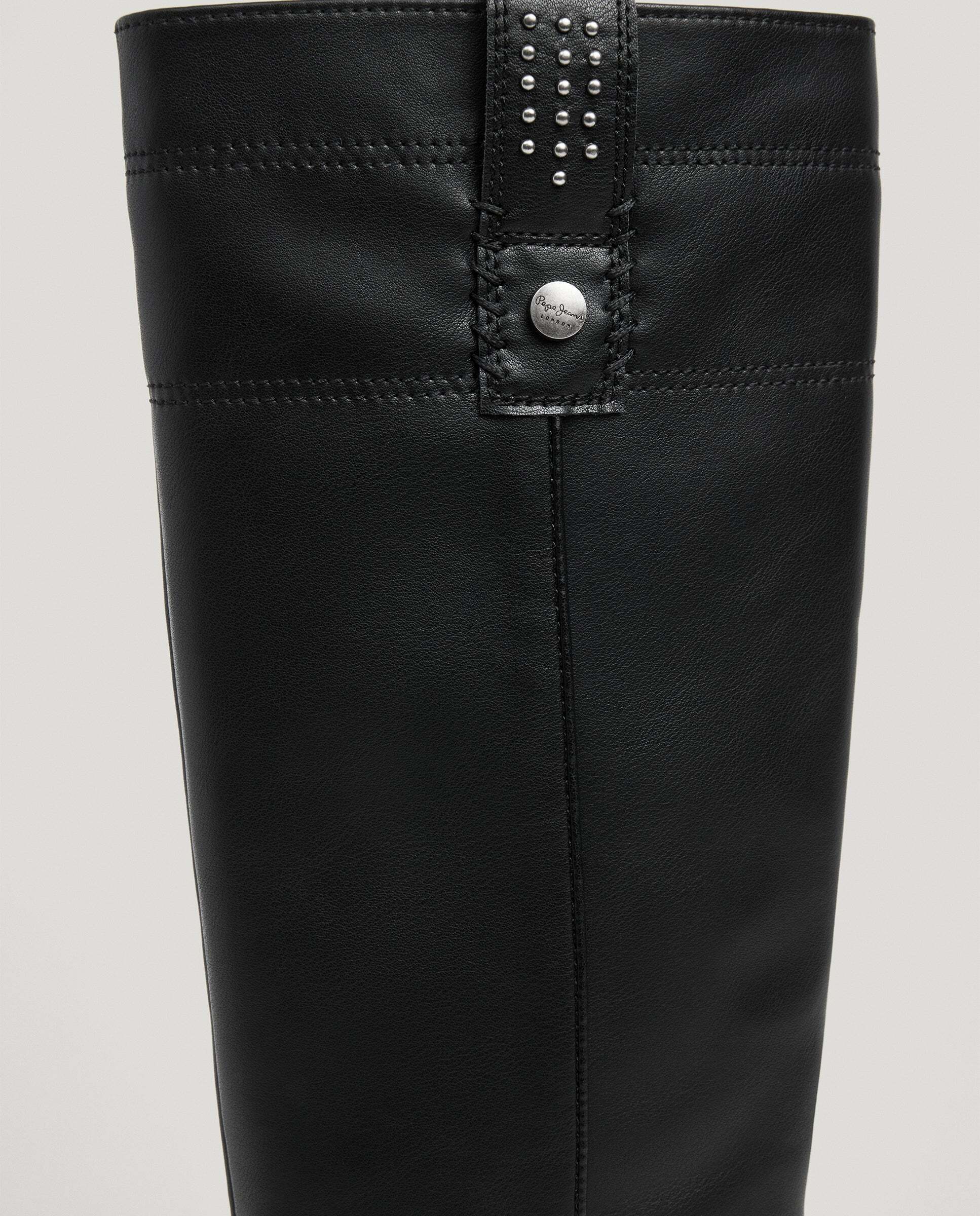 Botas de mujer de tacón 100% piel - Pepe Jeans - Negro Negro-6
