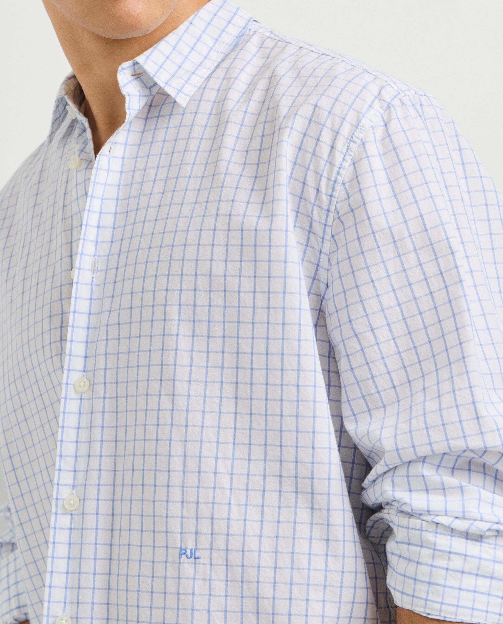 Camisa de hombre popelín cuadros fit casual - Pepe Jeans - Azul Azul-4